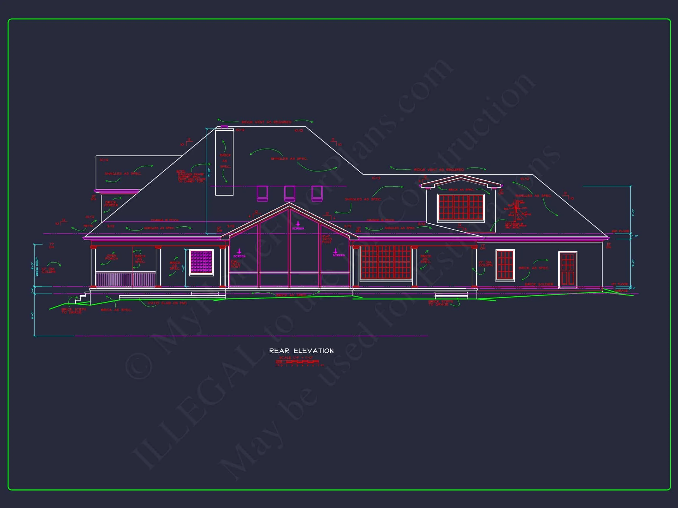 Luxury 2-Story house Plan with 3309 Sq. Ft. and CAD Blueprint