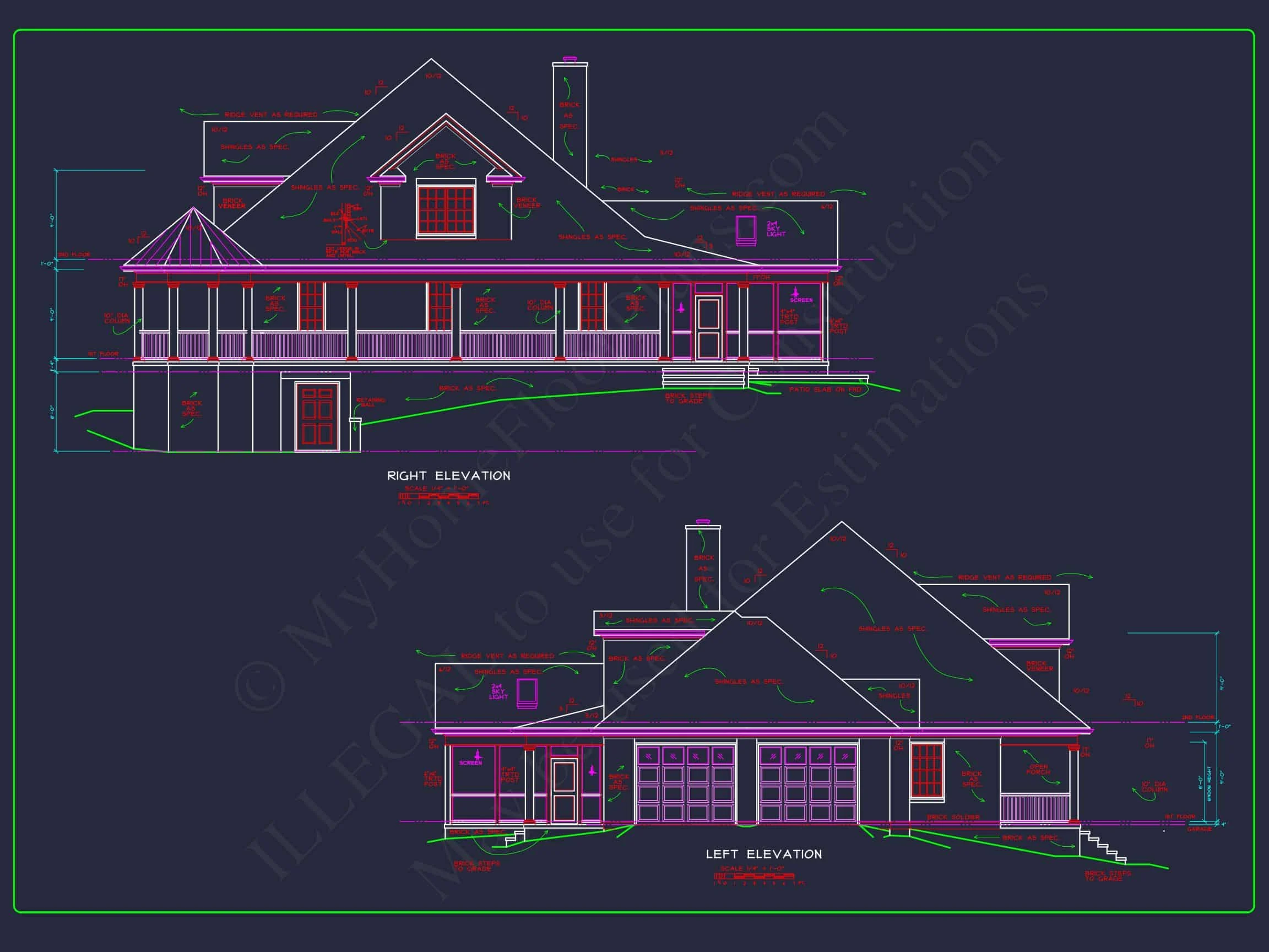 Luxury 2-Story house Plan with 3309 Sq. Ft. and CAD Blueprint