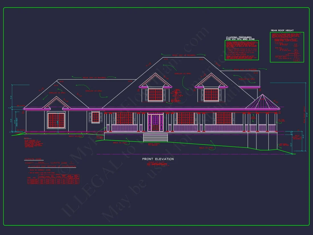 Luxury 2-Story house Plan with 3309 Sq. Ft. and CAD Blueprint