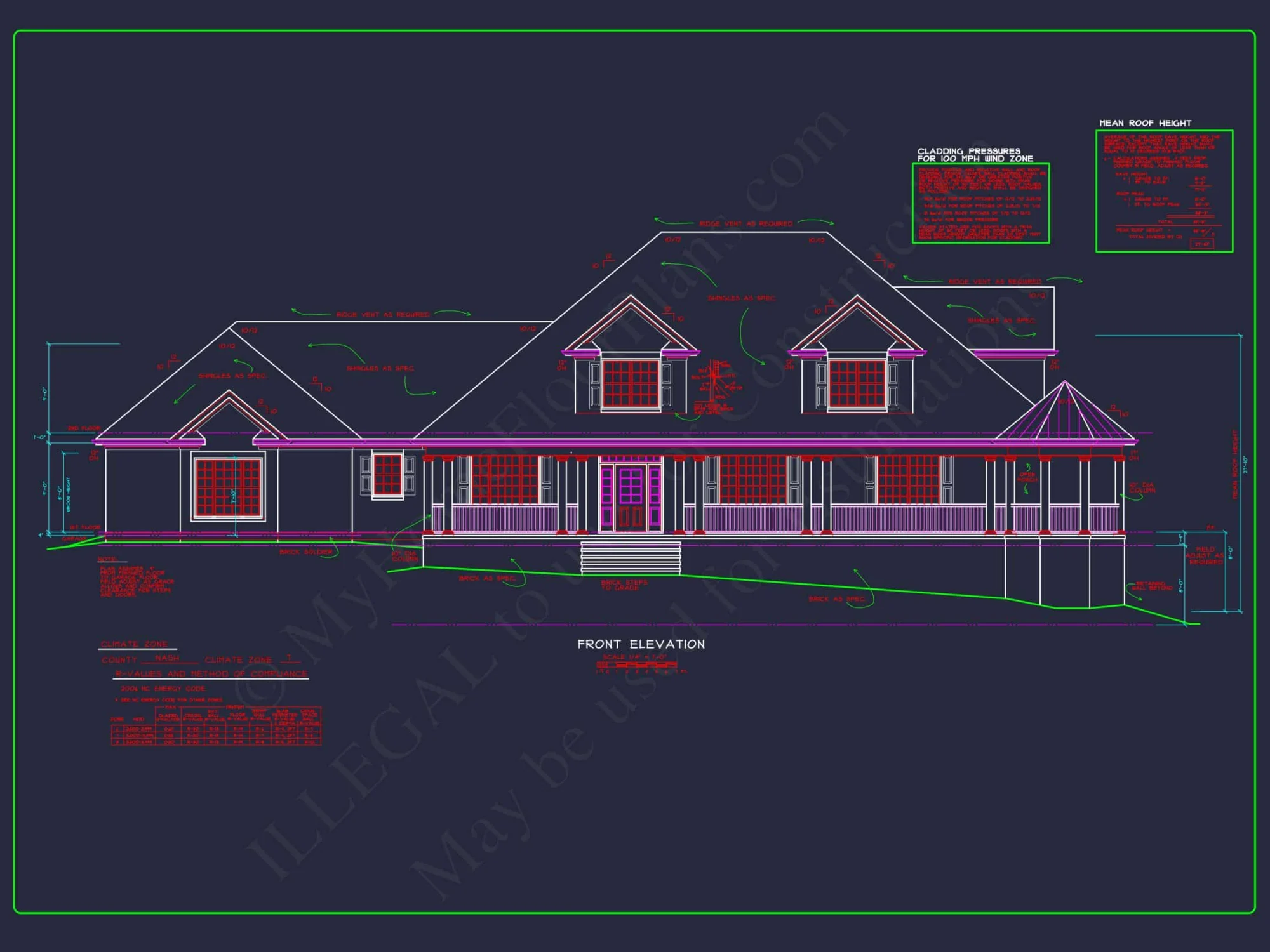 Luxury 2-Story house Plan with 3309 Sq. Ft. and CAD Blueprint