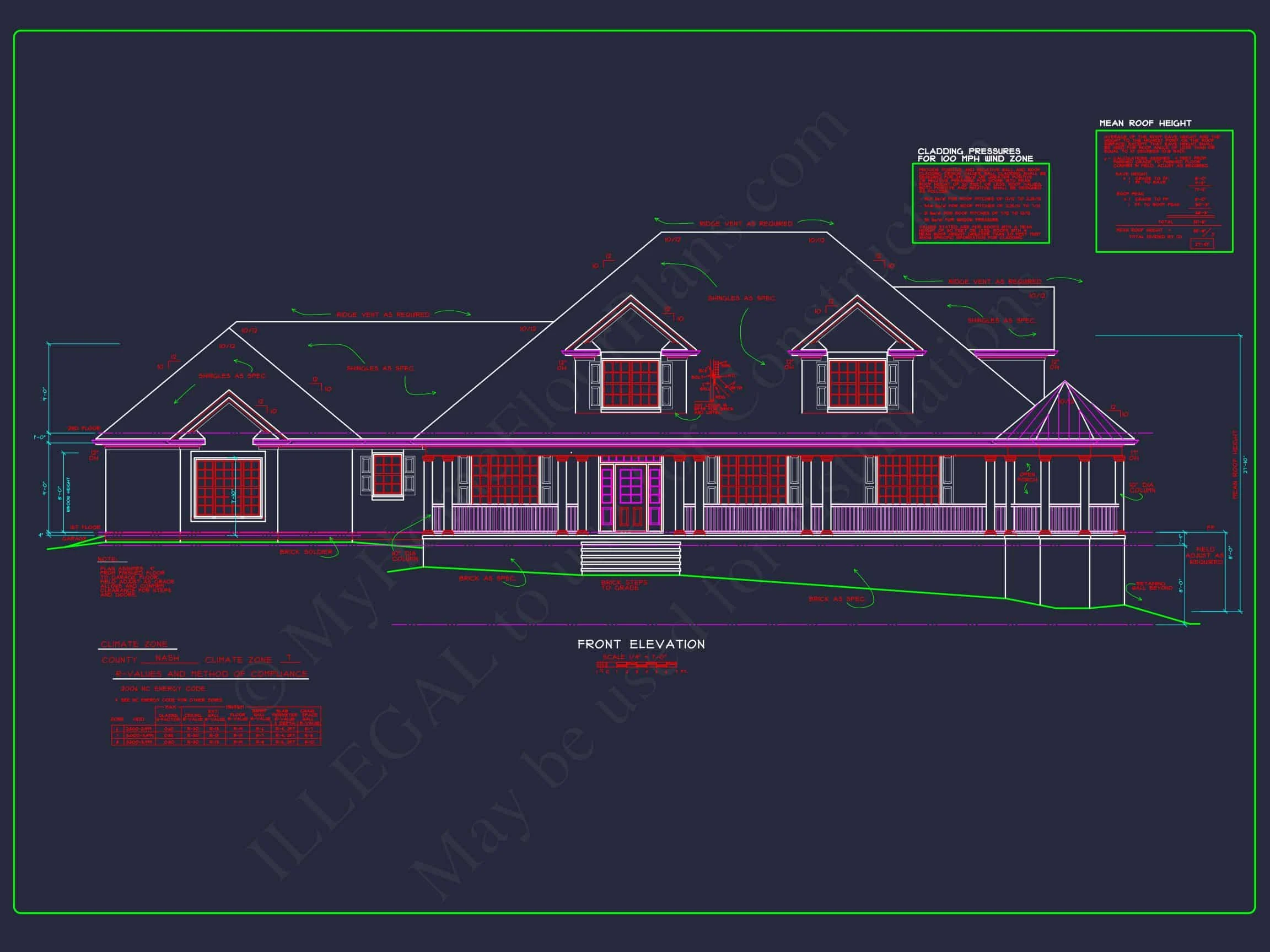Luxury 2-Story house Plan with 3309 Sq. Ft. and CAD Blueprint