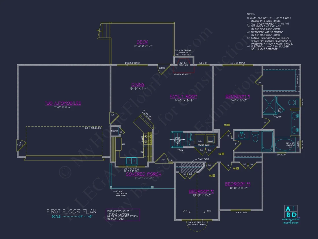 Modern 2-Story house Plan with 3 Bedrooms, 2 Baths, and Garage