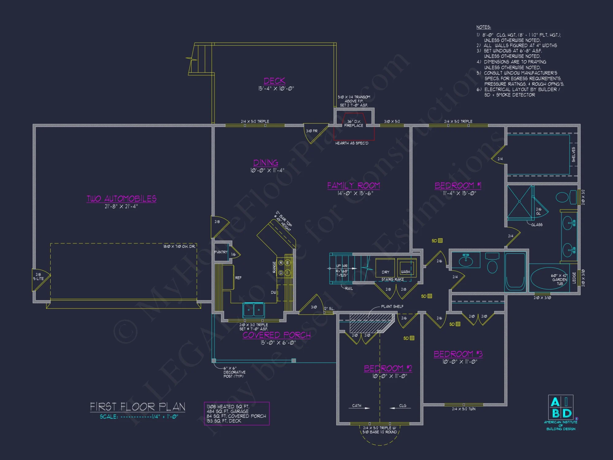 Modern 2-Story house Plan with 3 Bedrooms, 2 Baths, and Garage