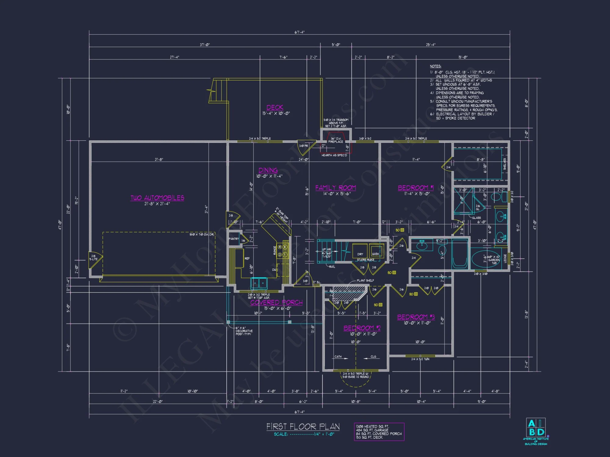 Modern 2-Story house Plan with 3 Bedrooms, 2 Baths, and Garage