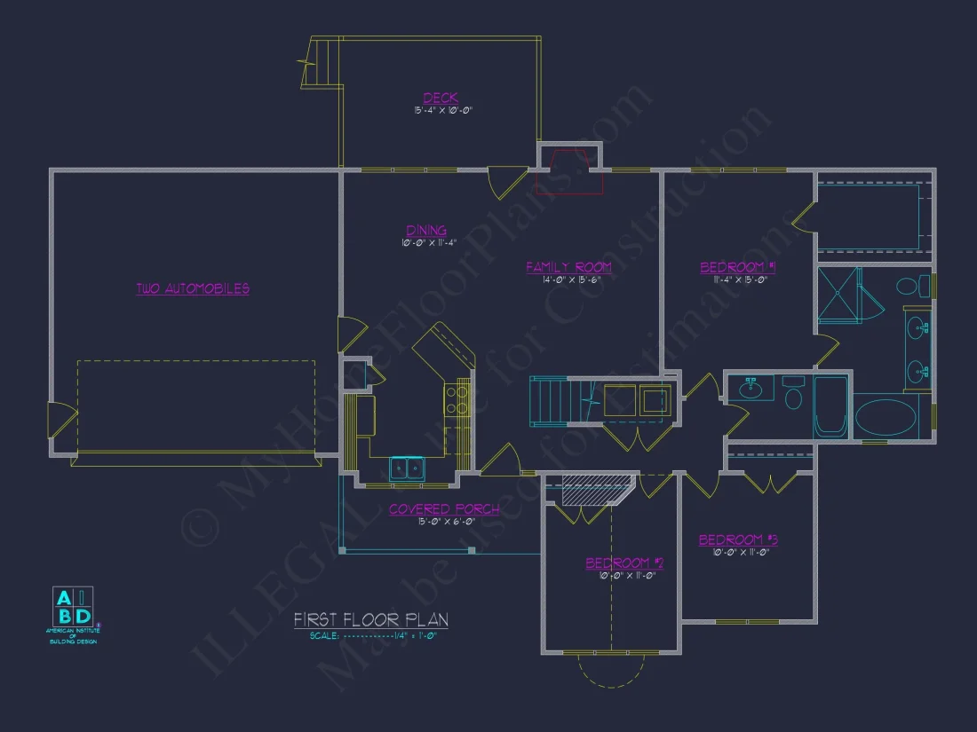 Modern 2-Story house Plan with 3 Bedrooms, 2 Baths, and Garage