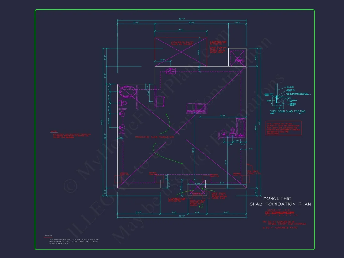 3 Bedroom house Floor Plan with Walk-In Closet and Patio