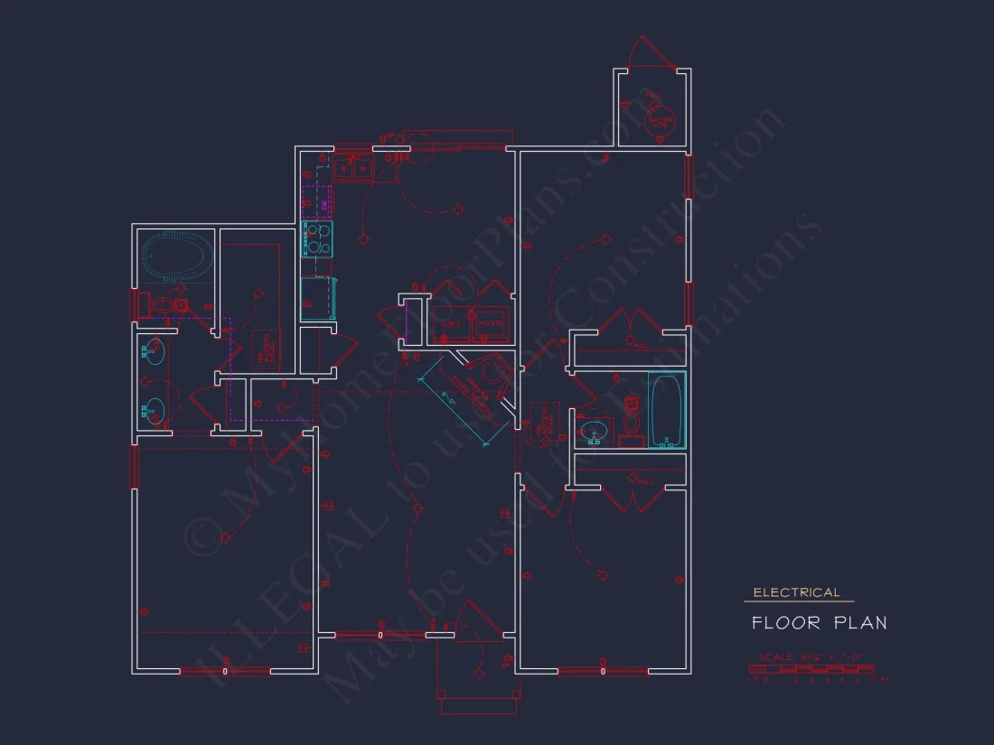 3 Bedroom house Floor Plan with Walk-In Closet and Patio