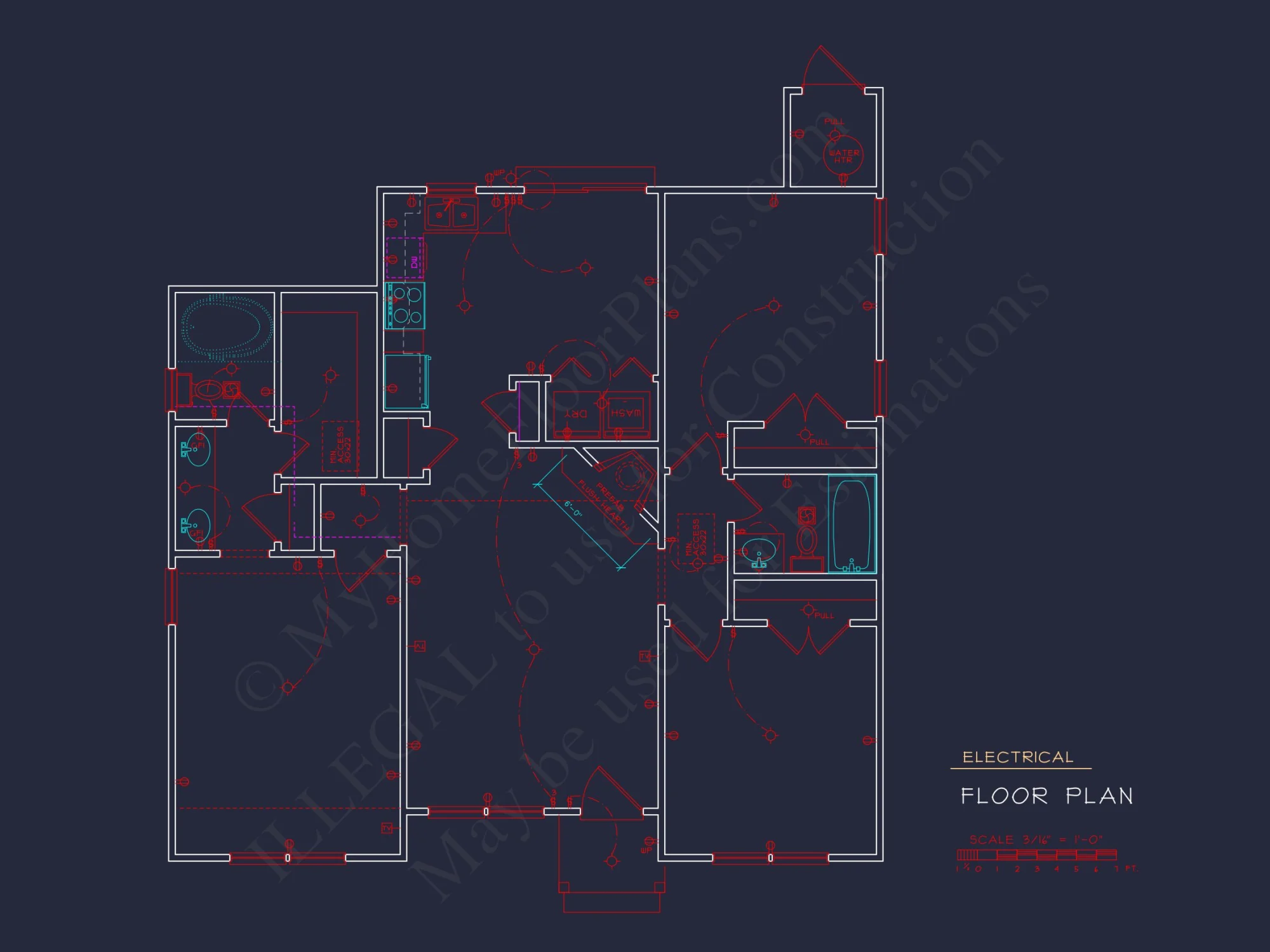 3 Bedroom house Floor Plan with Walk-In Closet and Patio