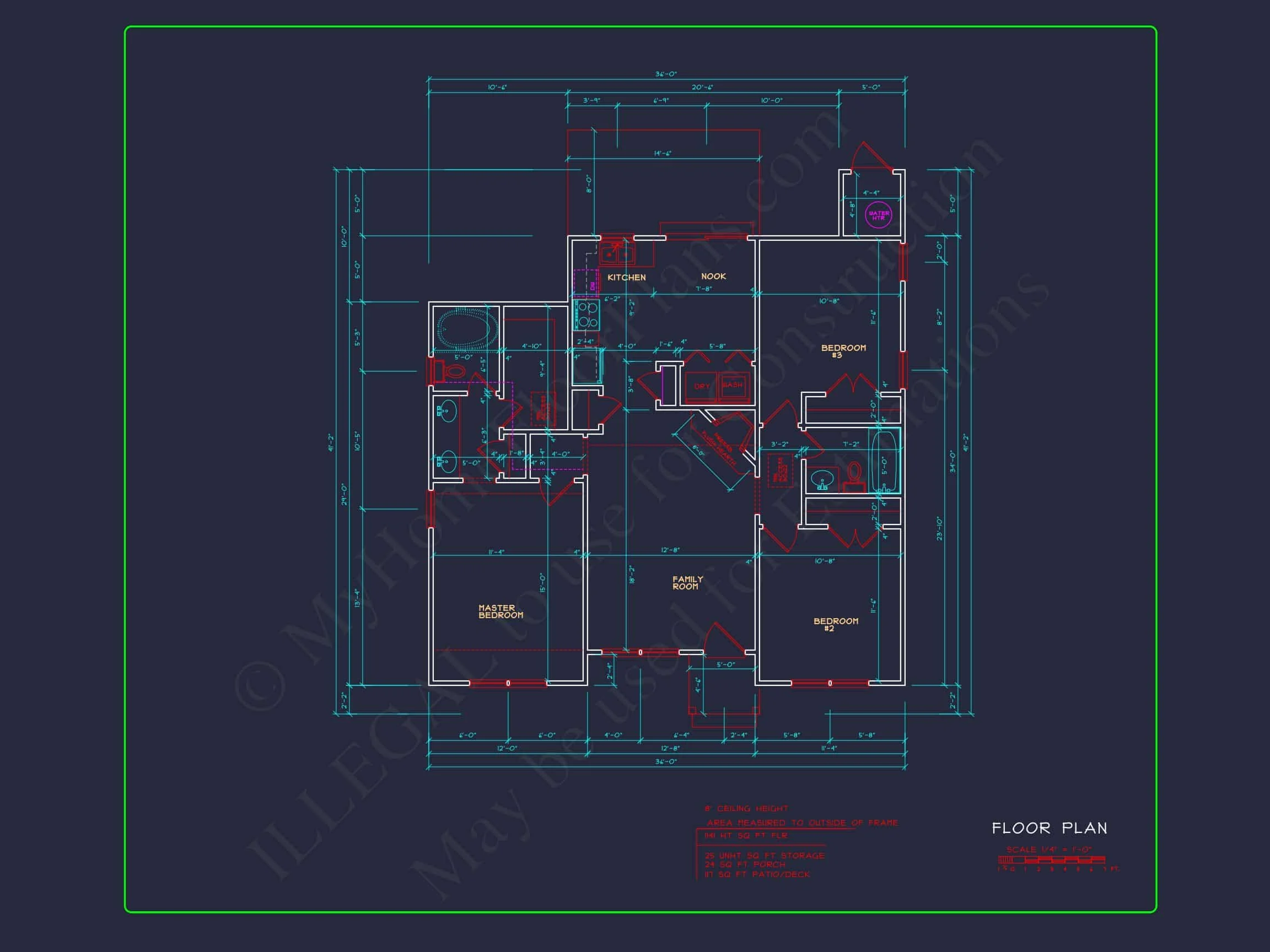 8-1425 HOUSE PLAN - 3 Bedroom House Floor Plan with Walk-In Closet and Patio 5 3 Bedroom house Floor Plan with Walk-In Closet and Patio