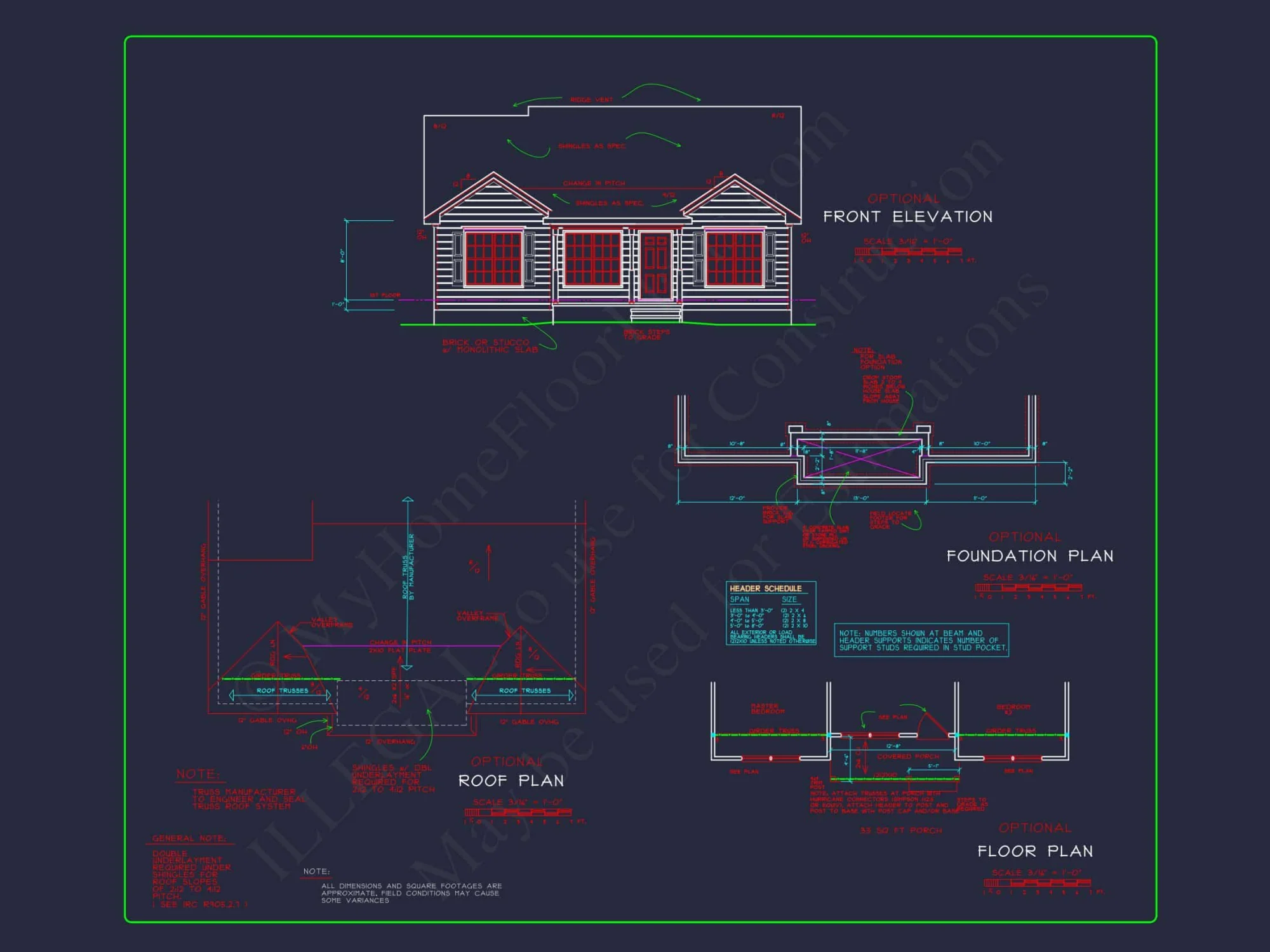3 Bedroom house Floor Plan with Walk-In Closet and Patio