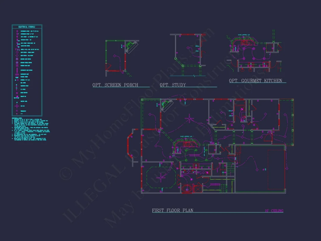 Elegant house Plan with Detailed Blueprint and Modern CAD Designs