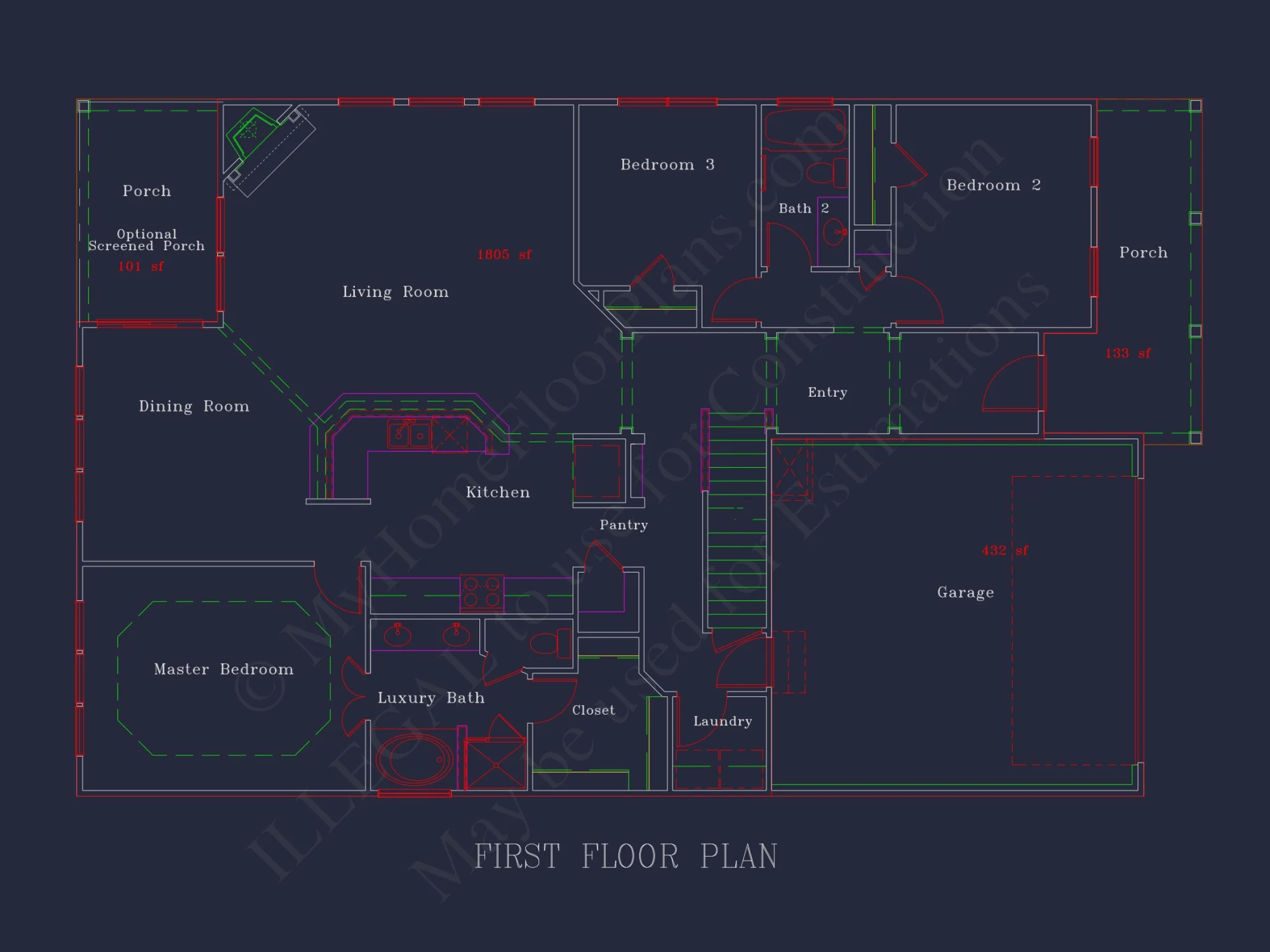 Elegant house Plan with Detailed Blueprint and Modern CAD Designs