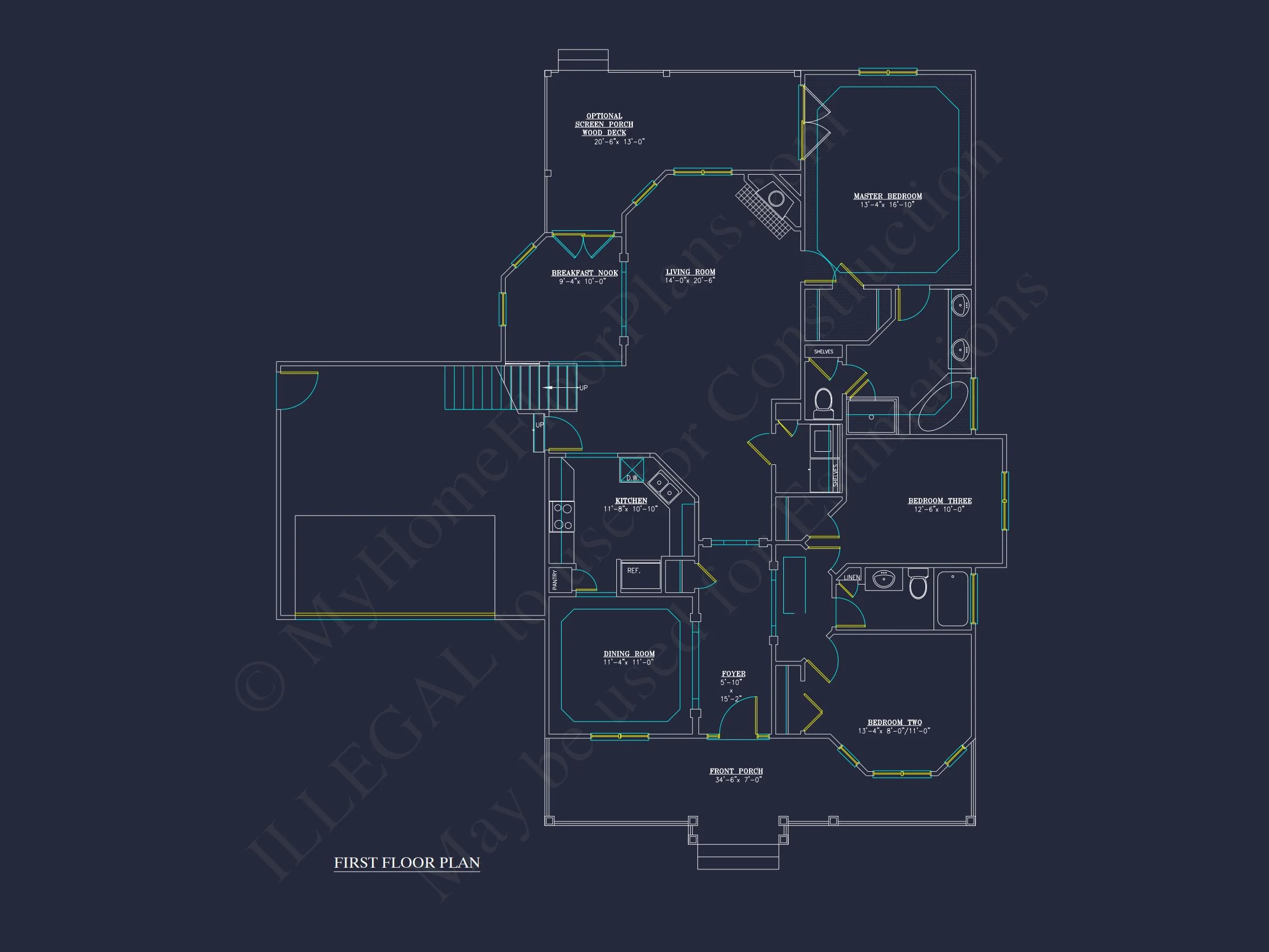 Traditional Craftsman house Plan: 2-Story Blueprint with CAD Design