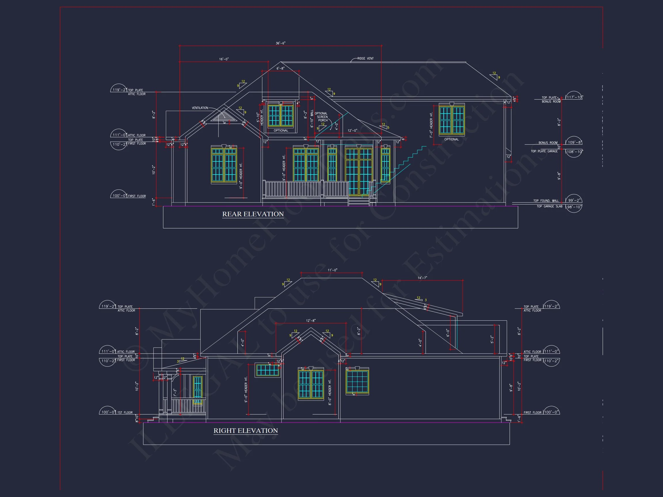 Traditional Craftsman house Plan: 2-Story Blueprint with CAD Design