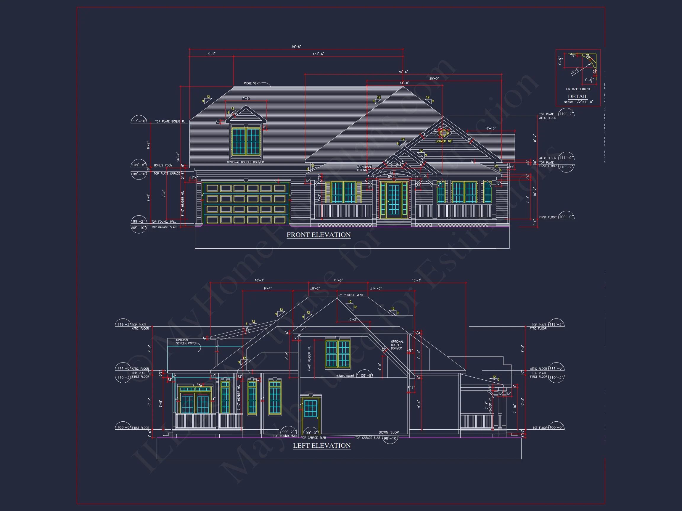 Traditional Craftsman house Plan: 2-Story Blueprint with CAD Design