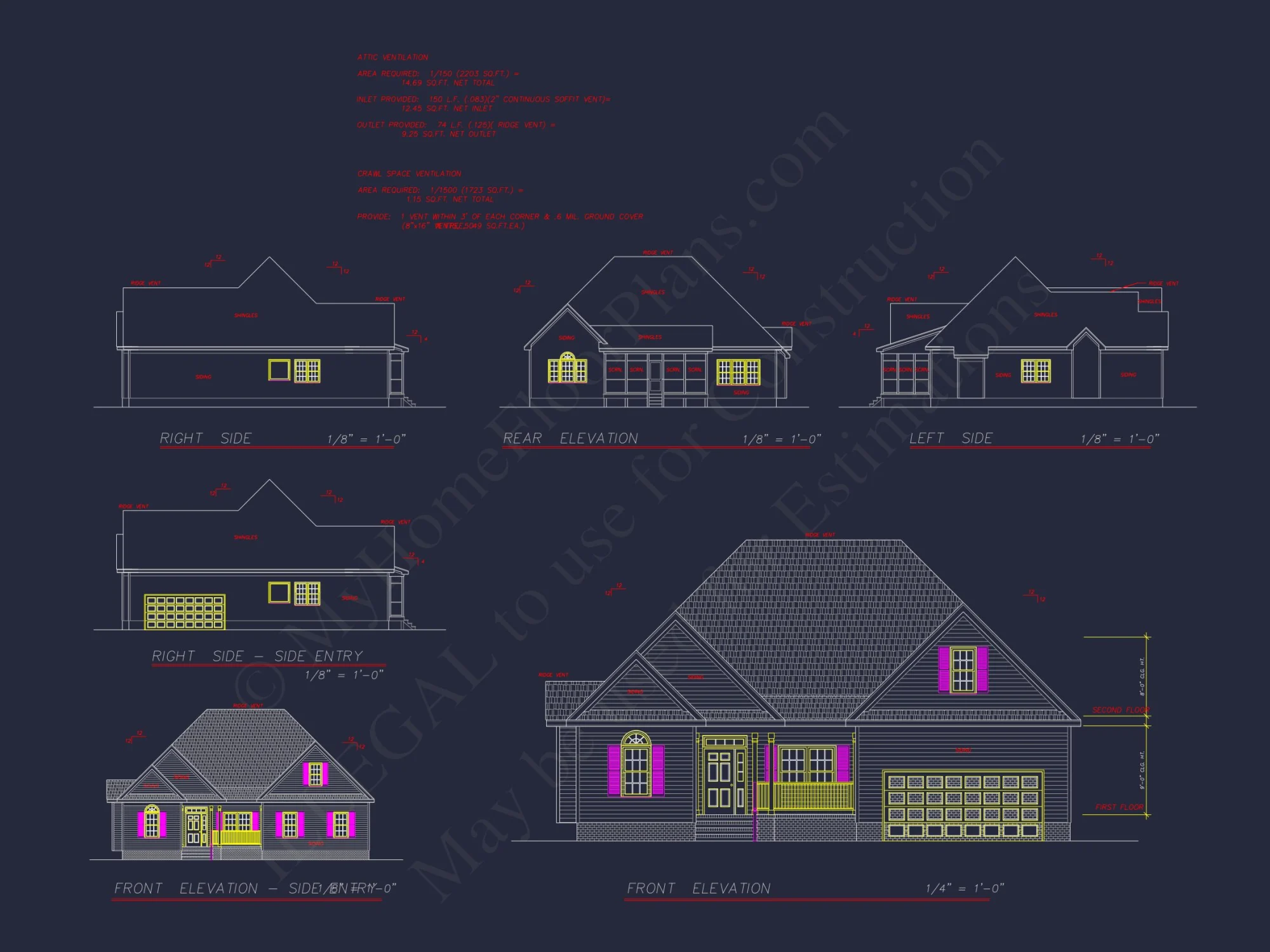 Stylish 2-Story house Plan with 3 Bedrooms, 2 Baths & CAD Designs
