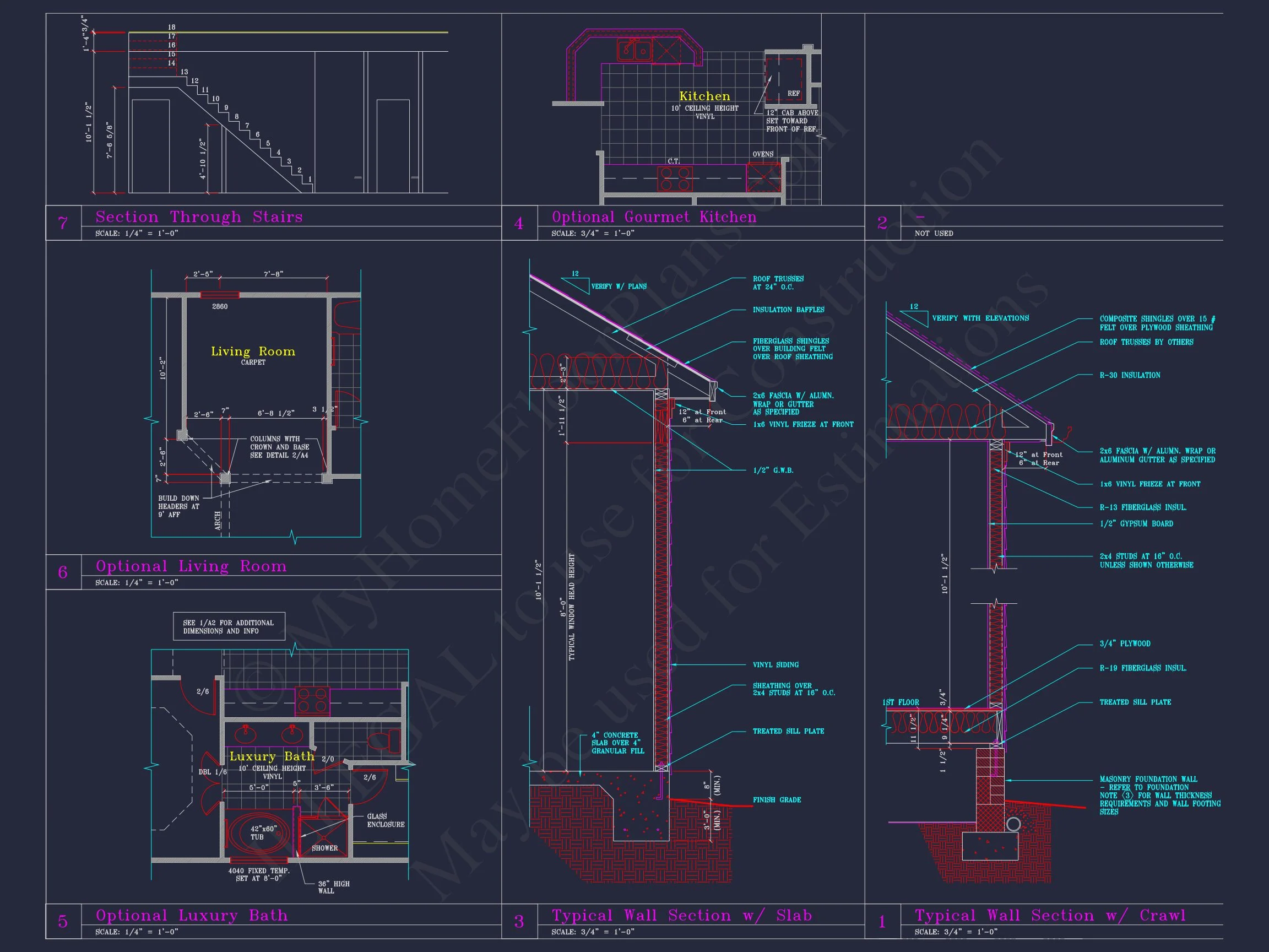 Craftsman house Floor Plan with CAD Blueprints and Designs