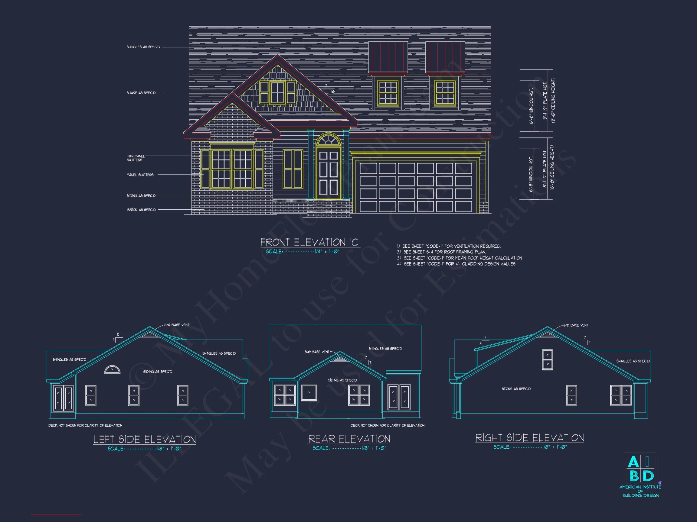 8-1179 HOUSE PLAN - Elegant House Plan: 1.5 Story CAD Designs with 3 Bedrooms 4 Elegant house Plan: 1.5 Story CAD Designs with 3 Bedrooms
