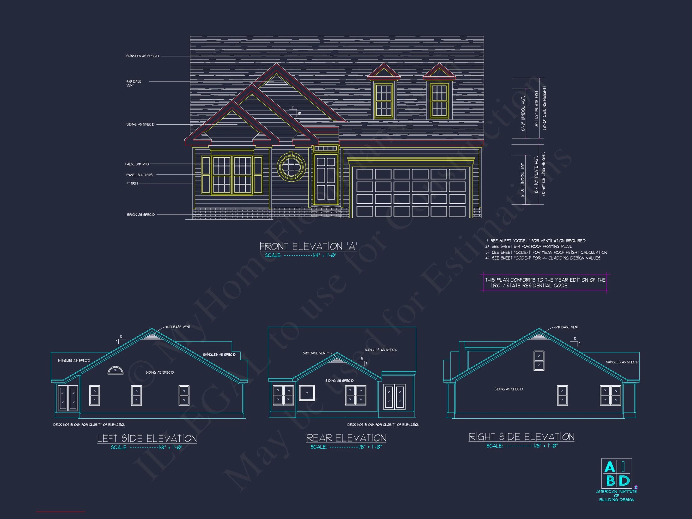 8-1179 HOUSE PLAN - Elegant House Plan: 1.5 Story CAD Designs with 3 Bedrooms 3 Elegant house Plan: 1.5 Story CAD Designs with 3 Bedrooms