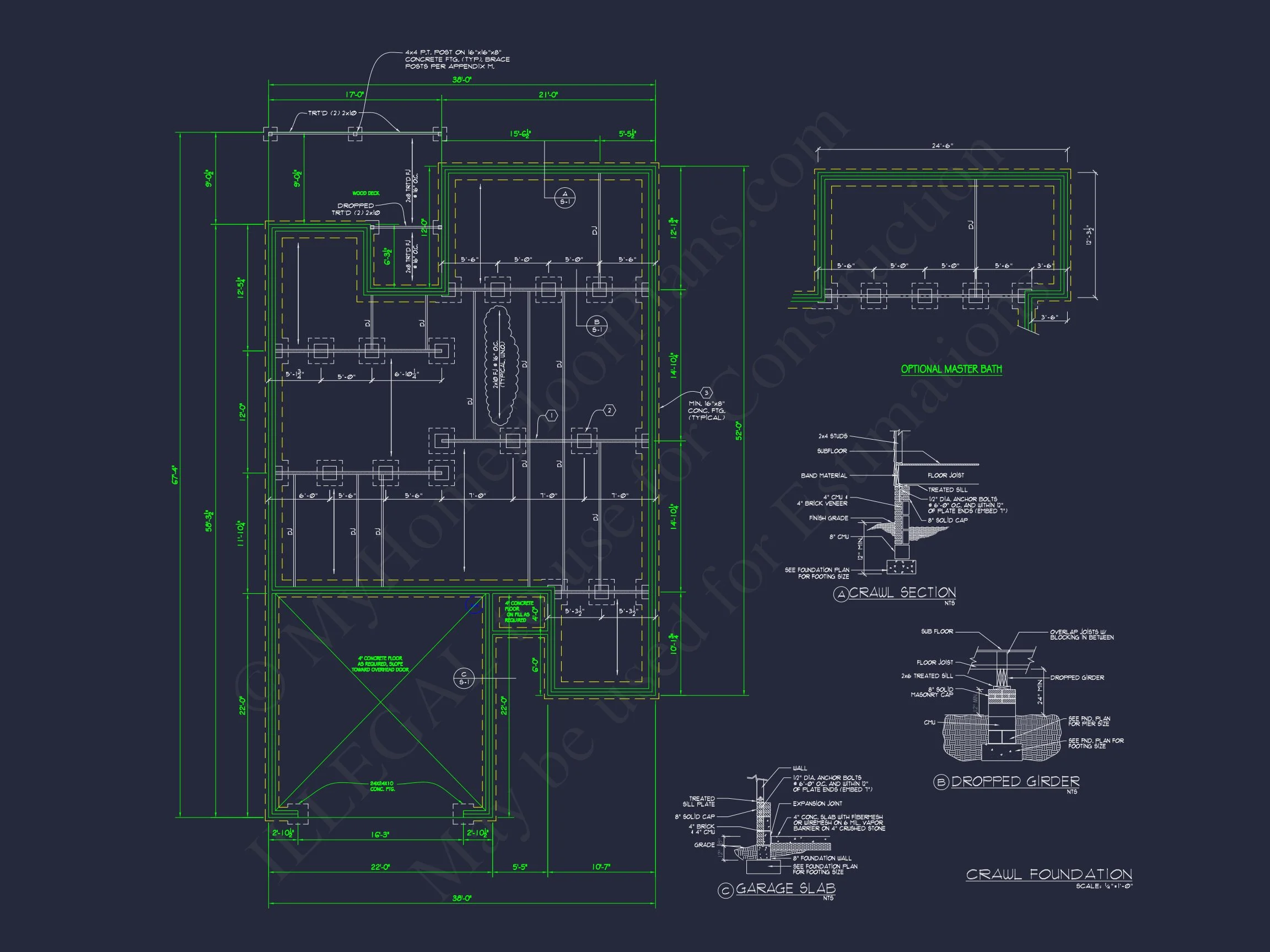 Modern Craftsman house Plan with Spacious 3 Bedrooms and CAD Blueprint