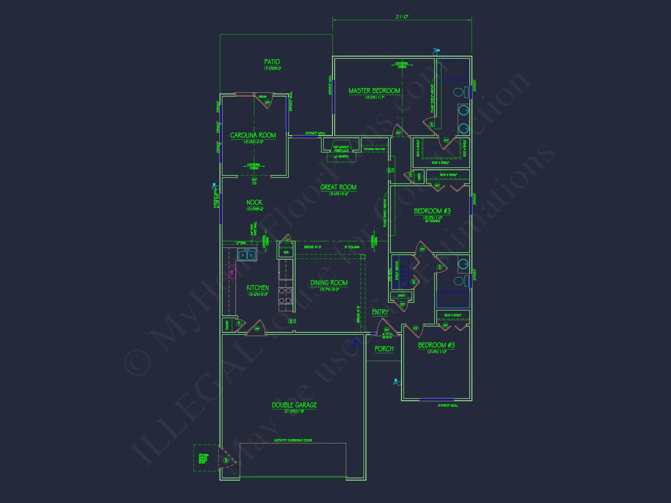 Modern Craftsman house Plan with Spacious 3 Bedrooms and CAD Blueprint