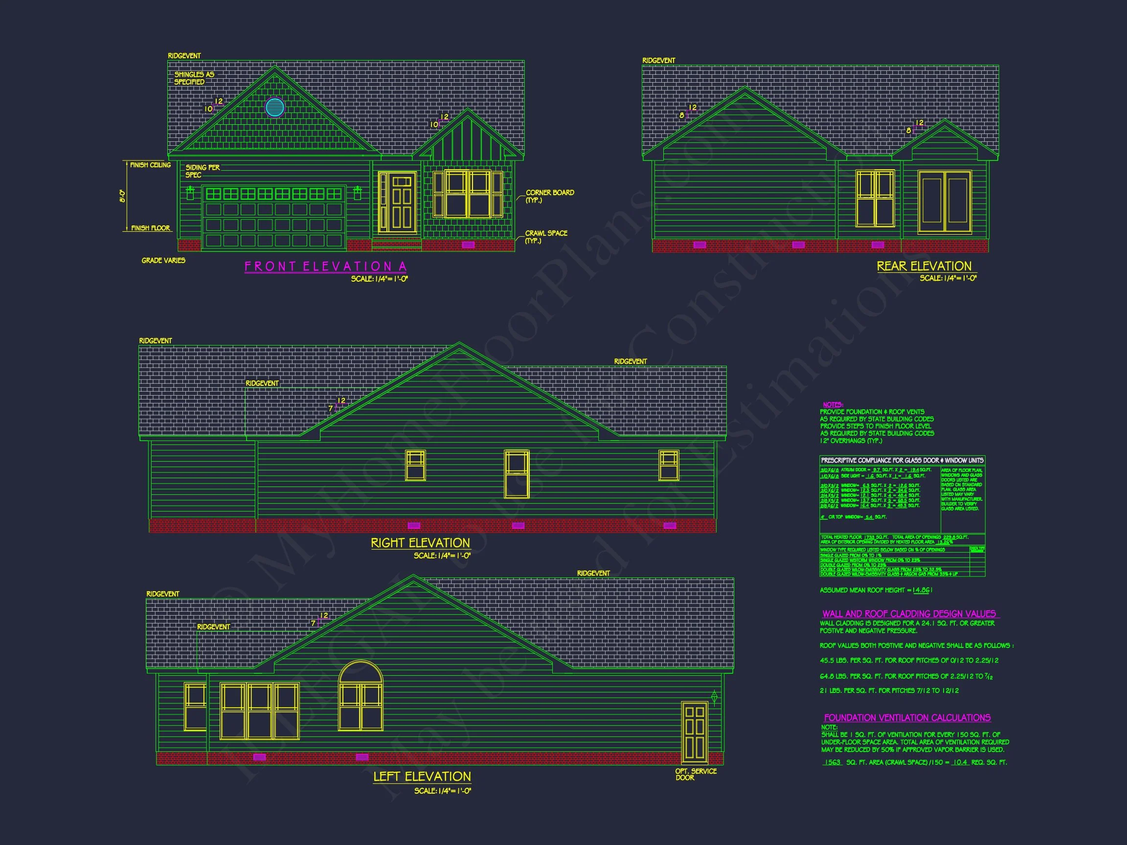 Modern Craftsman house Plan with Spacious 3 Bedrooms and CAD Blueprint