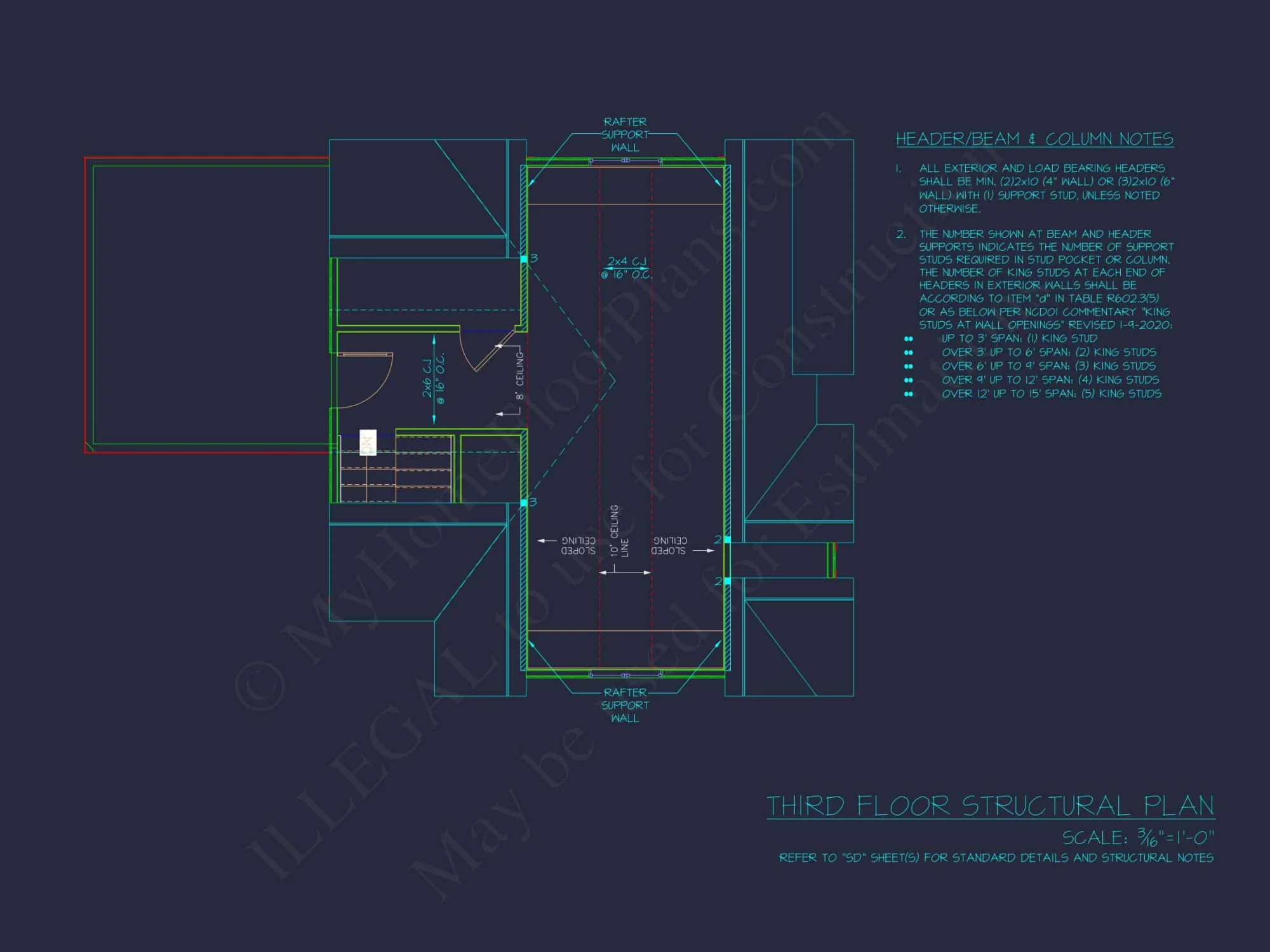 Modern Craftsman house Plan with 3 Floors and Rooftop Terrace