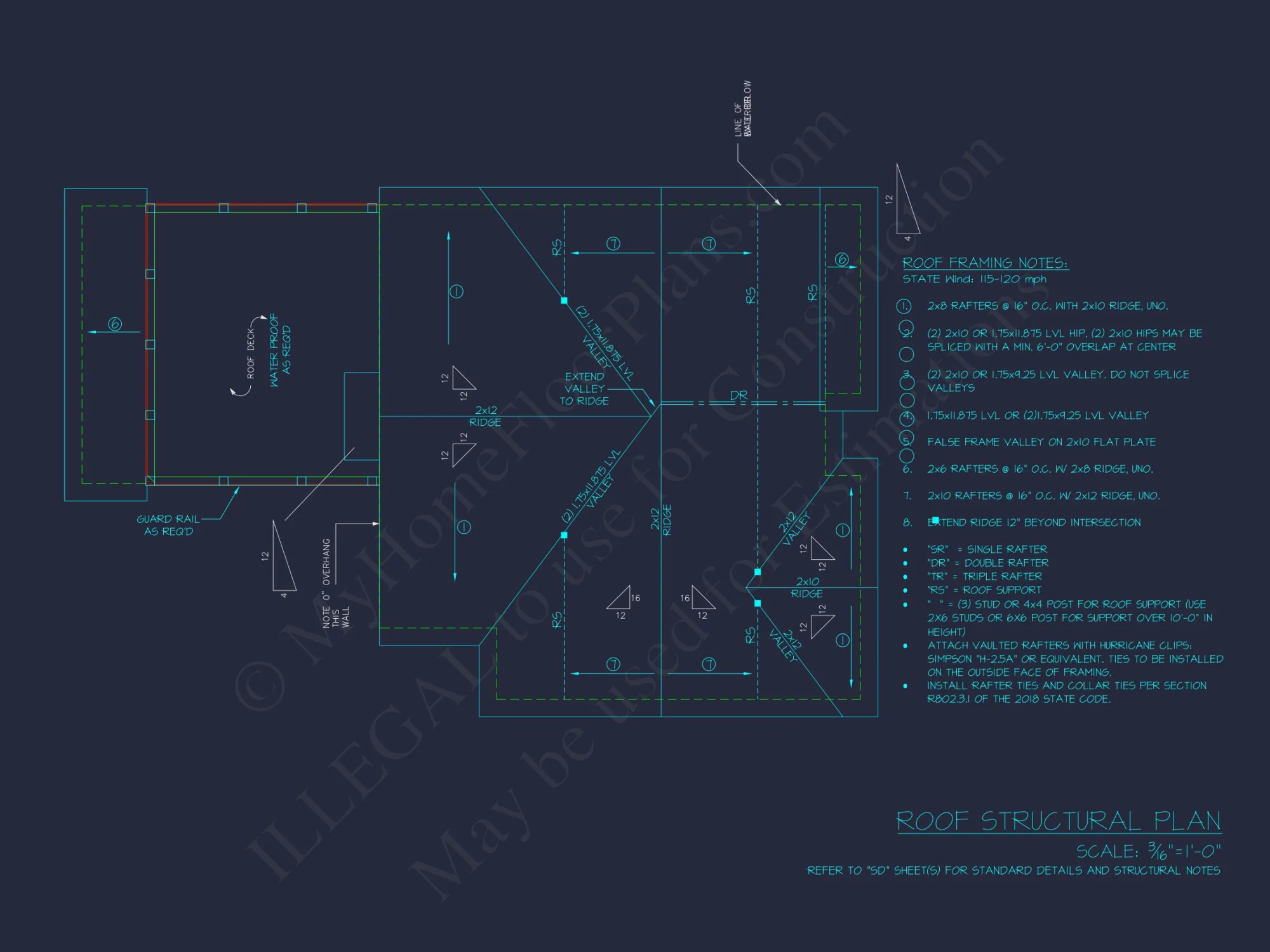 Modern Craftsman house Plan with 3 Floors and Rooftop Terrace