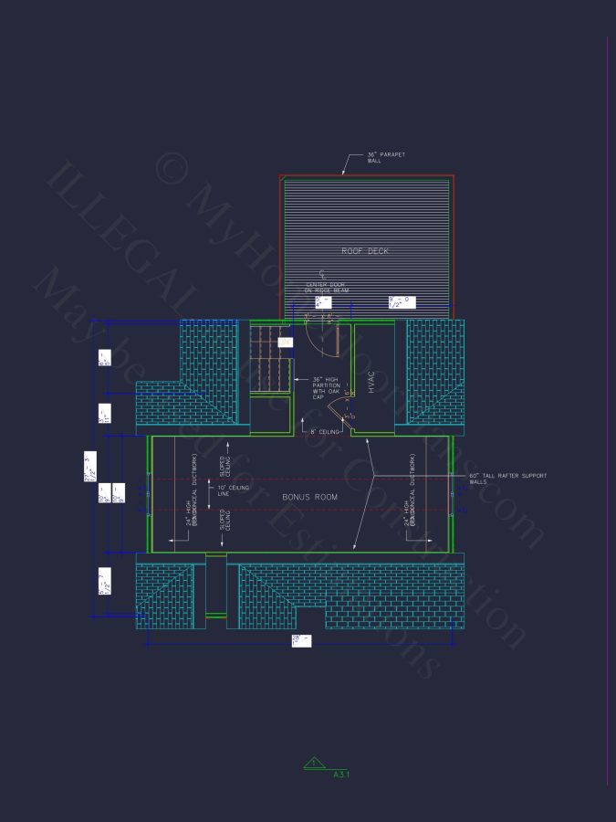 Modern Craftsman house Plan with 3 Floors and Rooftop Terrace