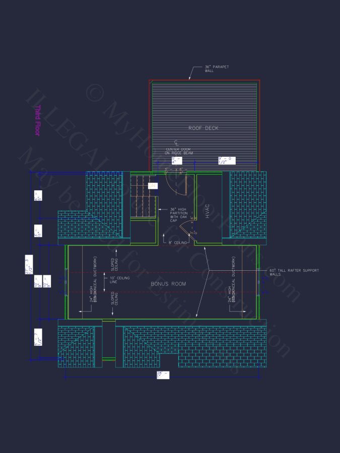 Modern Craftsman house Plan with 3 Floors and Rooftop Terrace