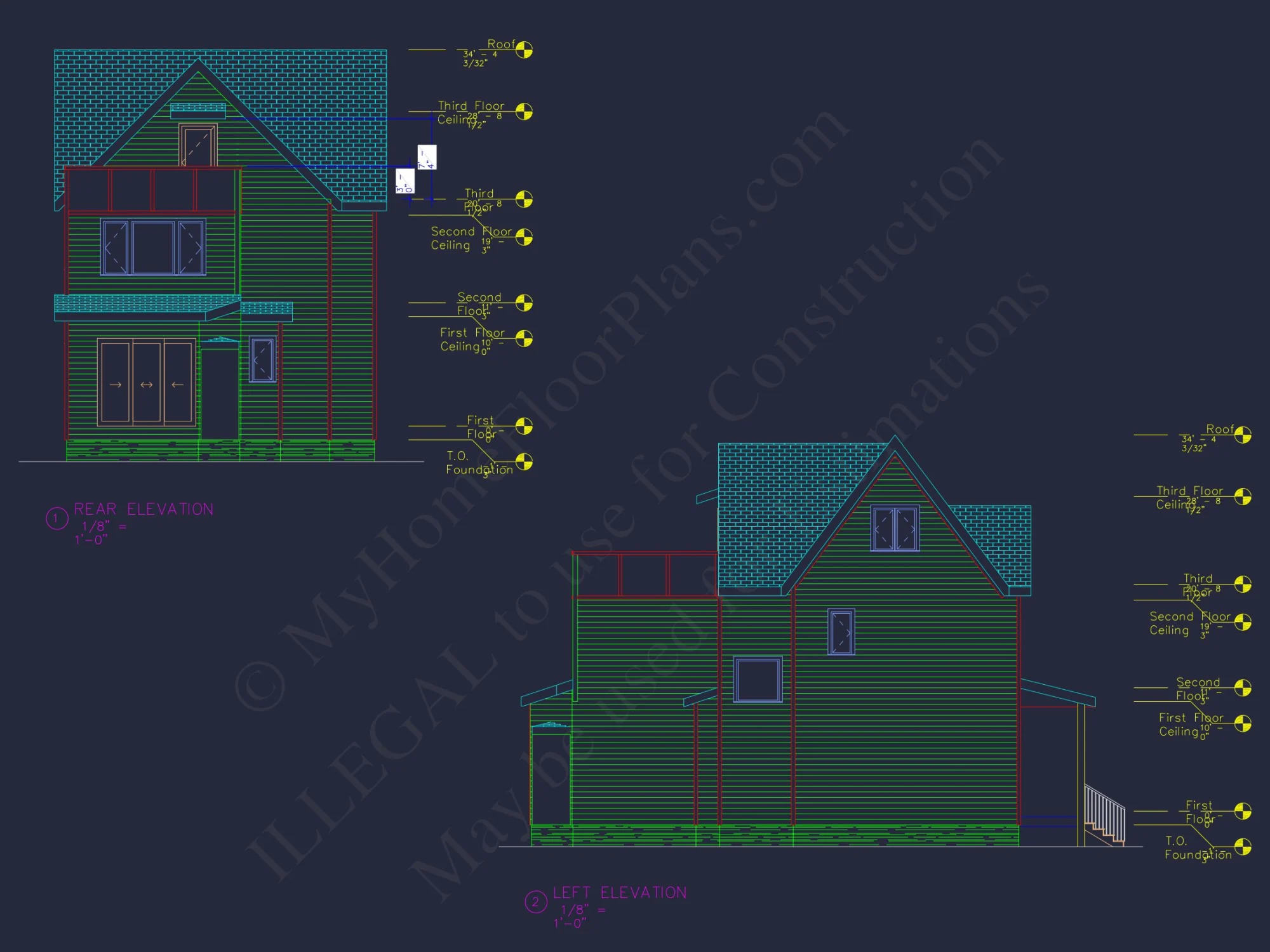 Modern Craftsman house Plan with 3 Floors and Rooftop Terrace