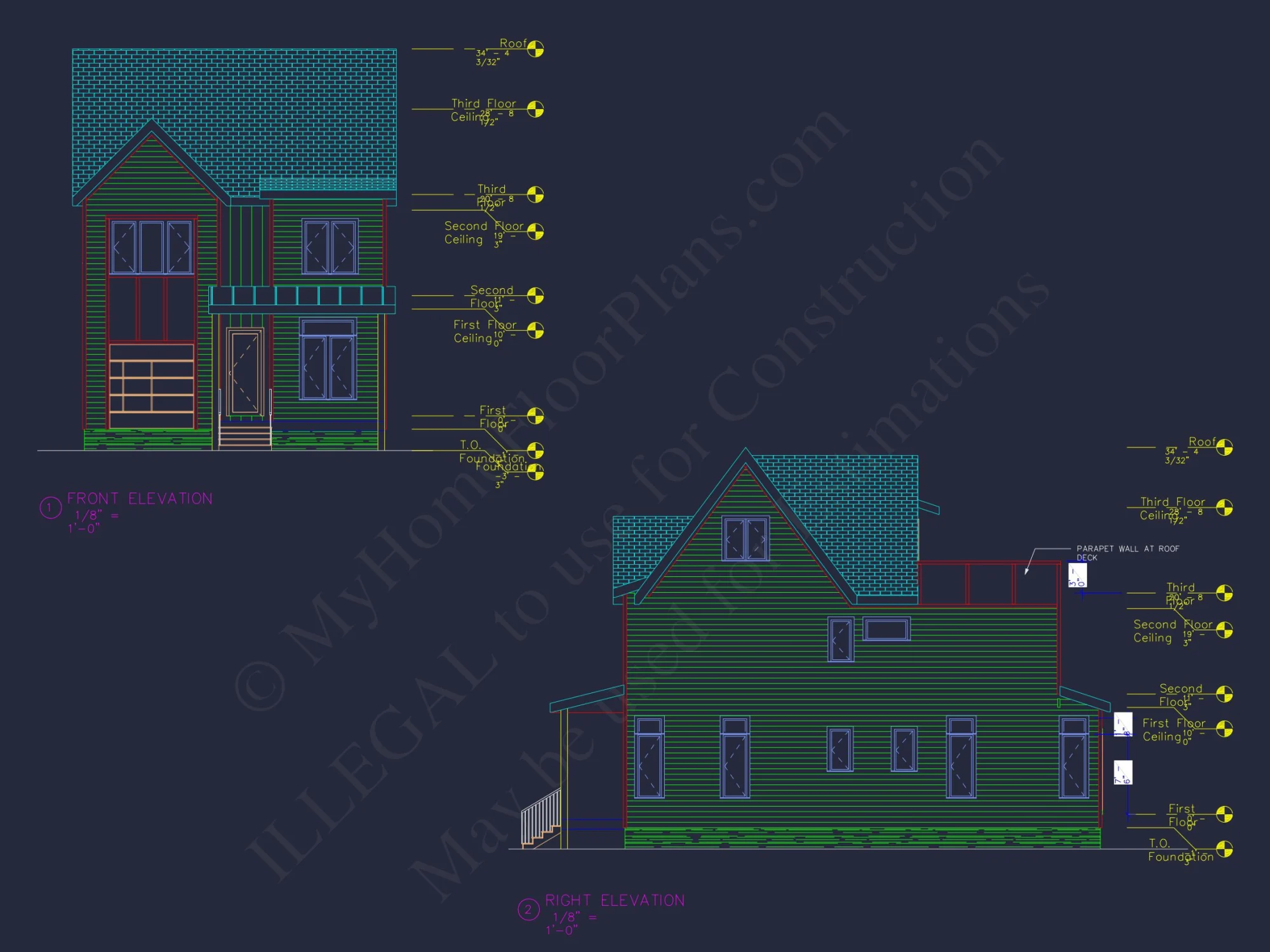 Modern Craftsman house Plan with 3 Floors and Rooftop Terrace