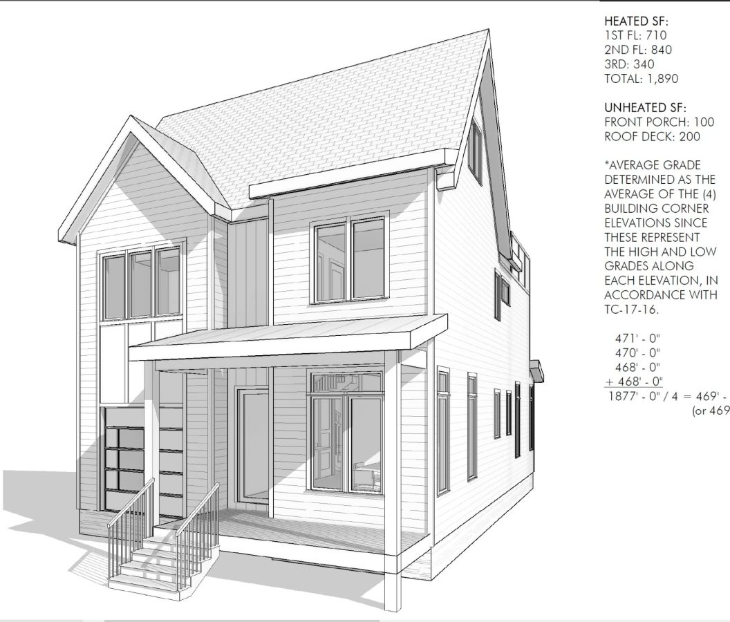 Modern Craftsman house Plan with 3 Floors and Rooftop Terrace