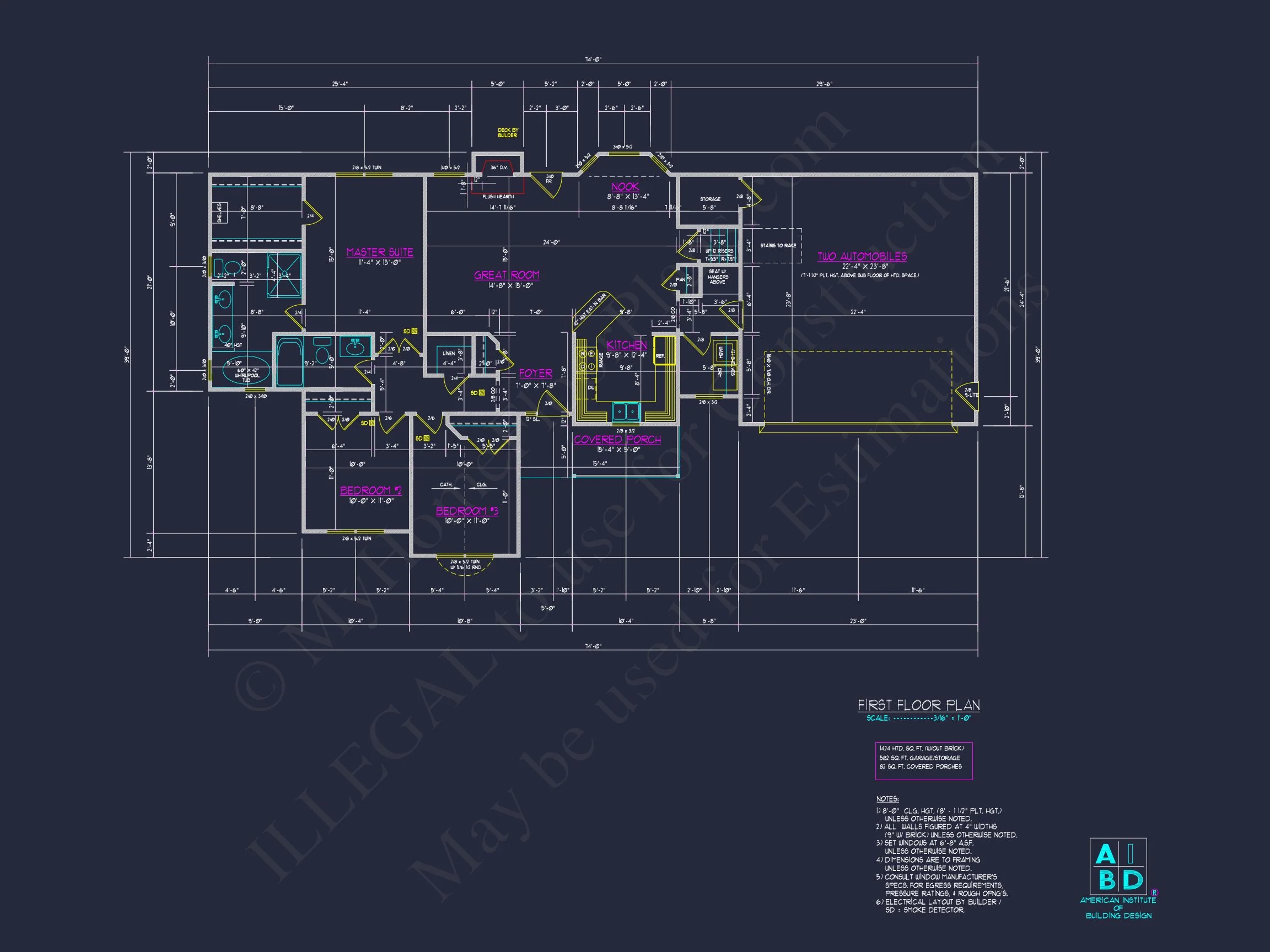 Classic Ranch house Plan with 1 Story and 2-Car Garage