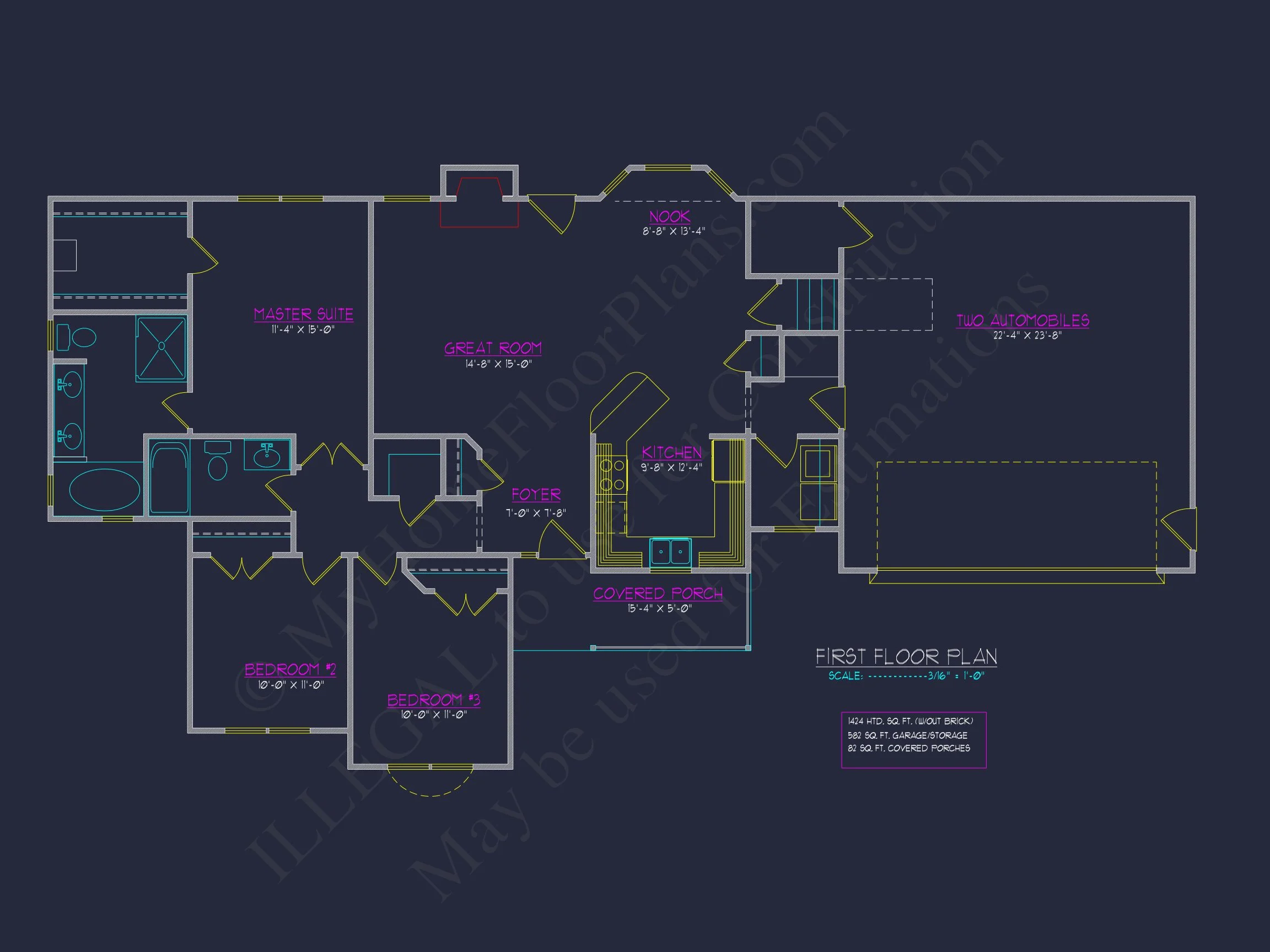 Classic Ranch house Plan with 1 Story and 2-Car Garage
