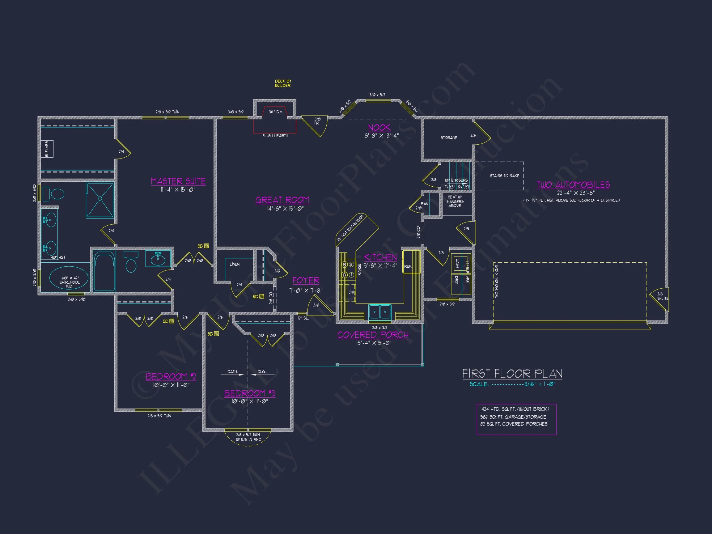 Classic Ranch house Plan with 1 Story and 2-Car Garage