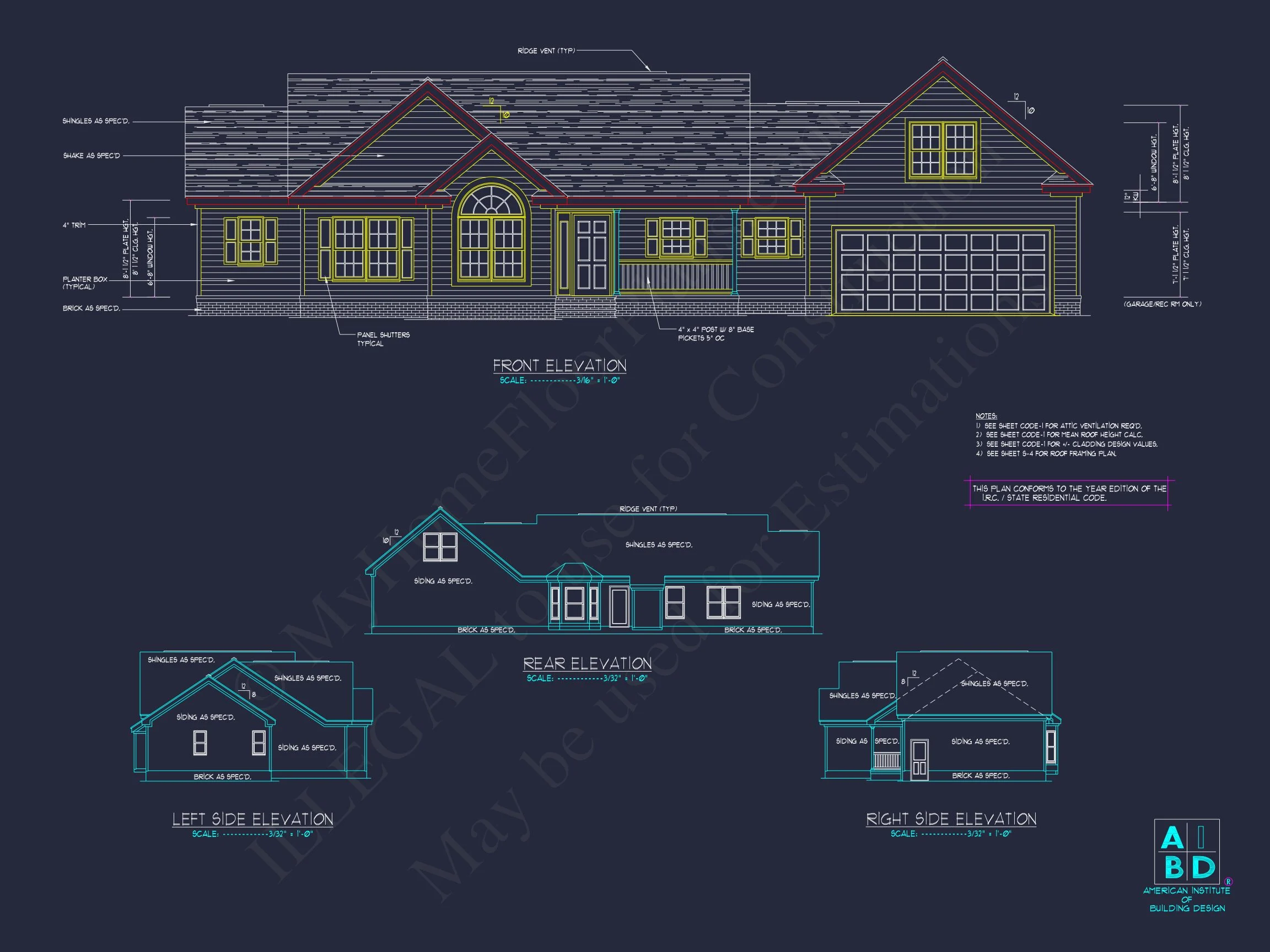 Classic Ranch house Plan with 1 Story and 2-Car Garage