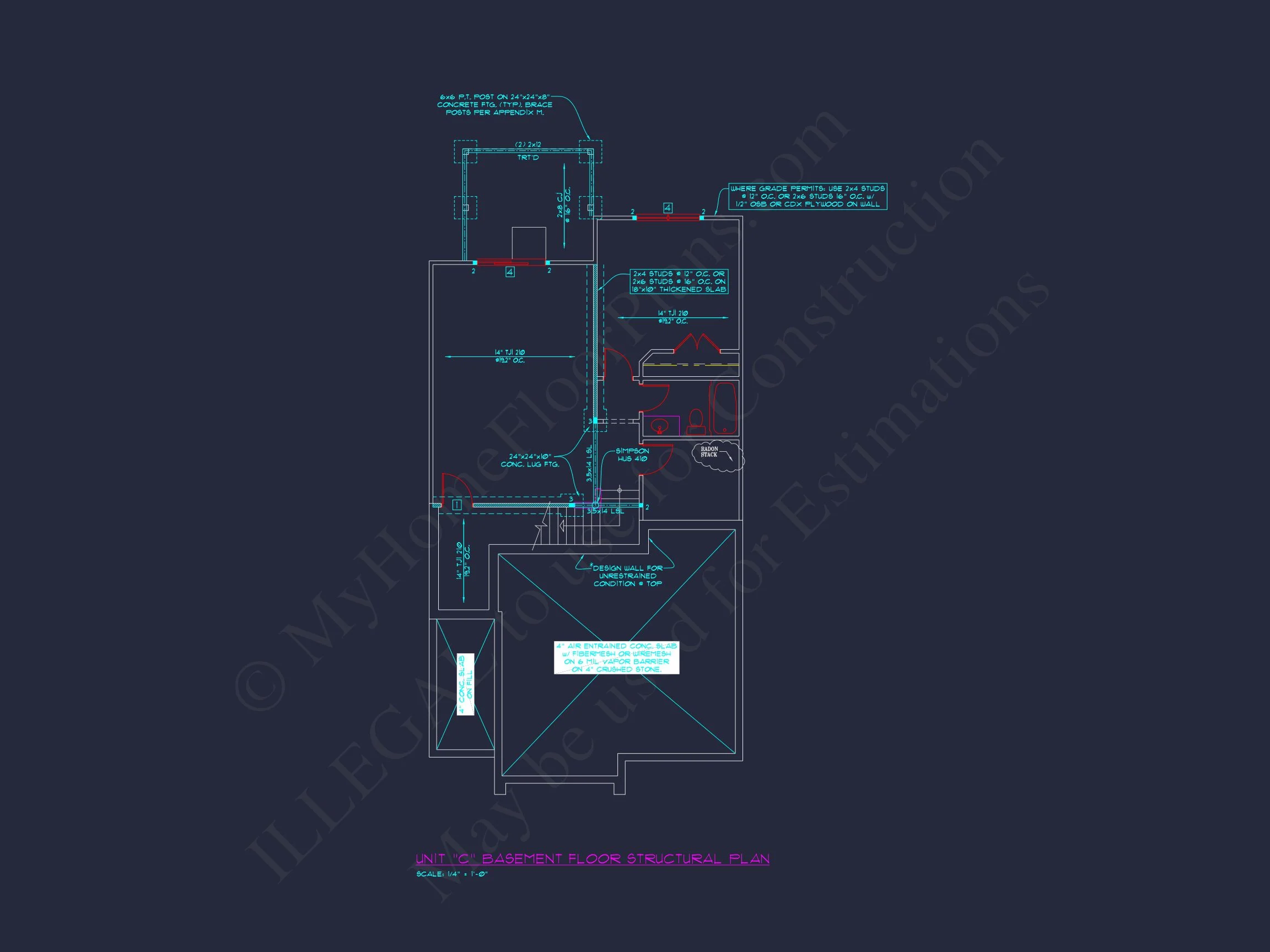 Stylish 2-Bedroom Townhome Floor Plan with CAD Blueprint Design