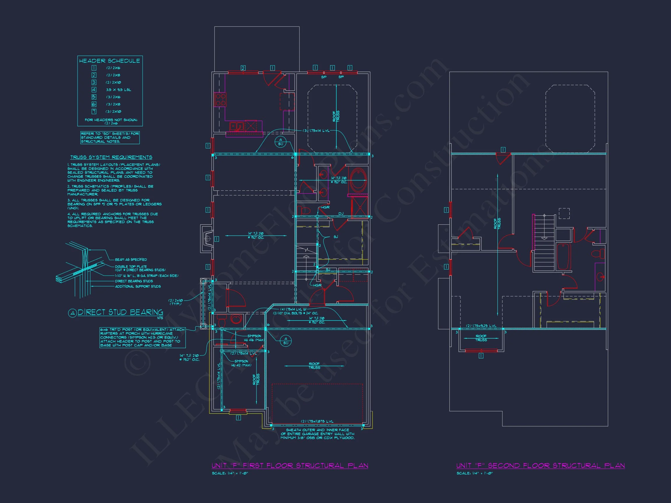 Stylish 2-Bedroom Townhome Floor Plan with CAD Blueprint Design
