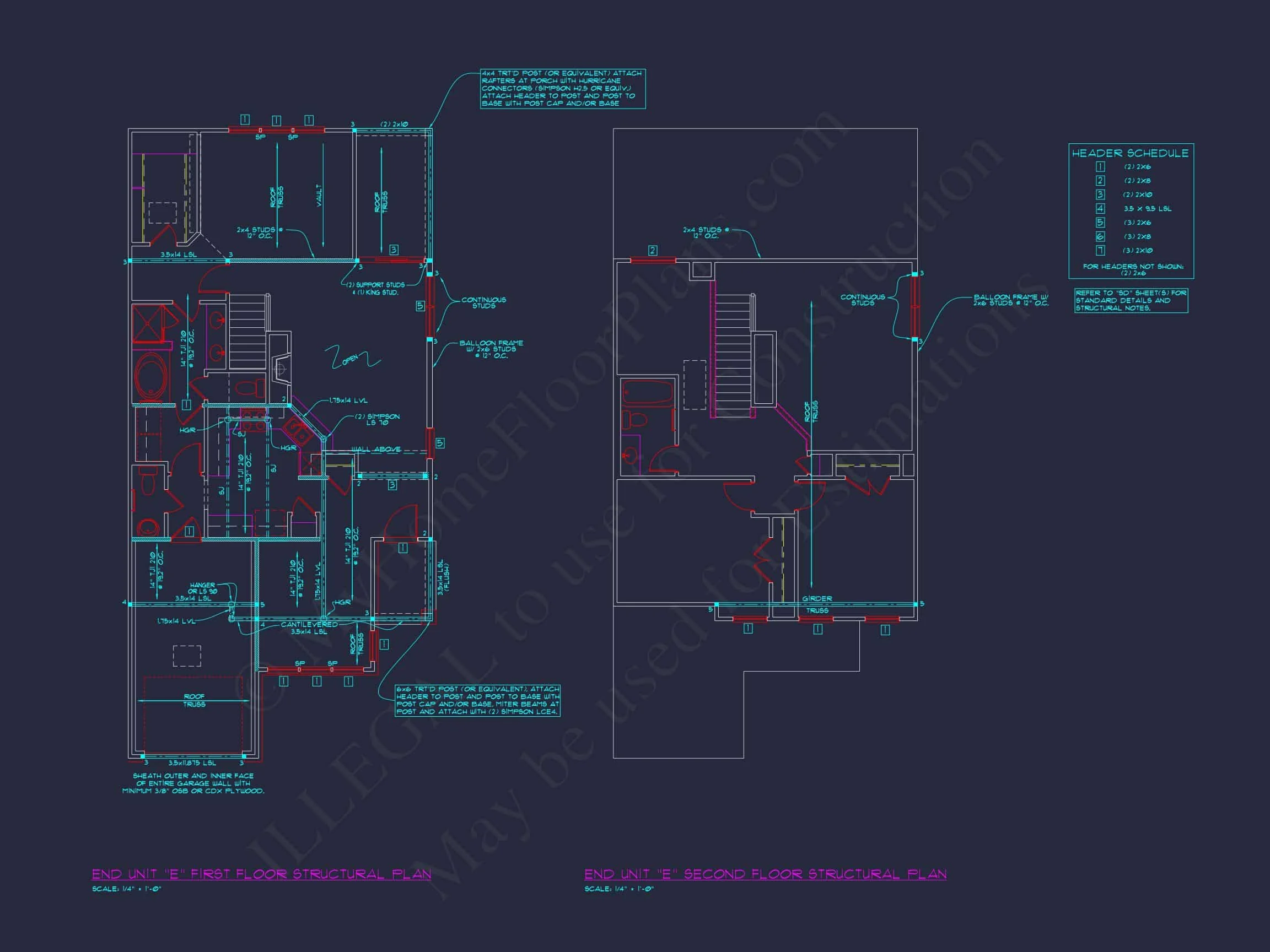 Stylish 2-Bedroom Townhome Floor Plan with CAD Blueprint Design