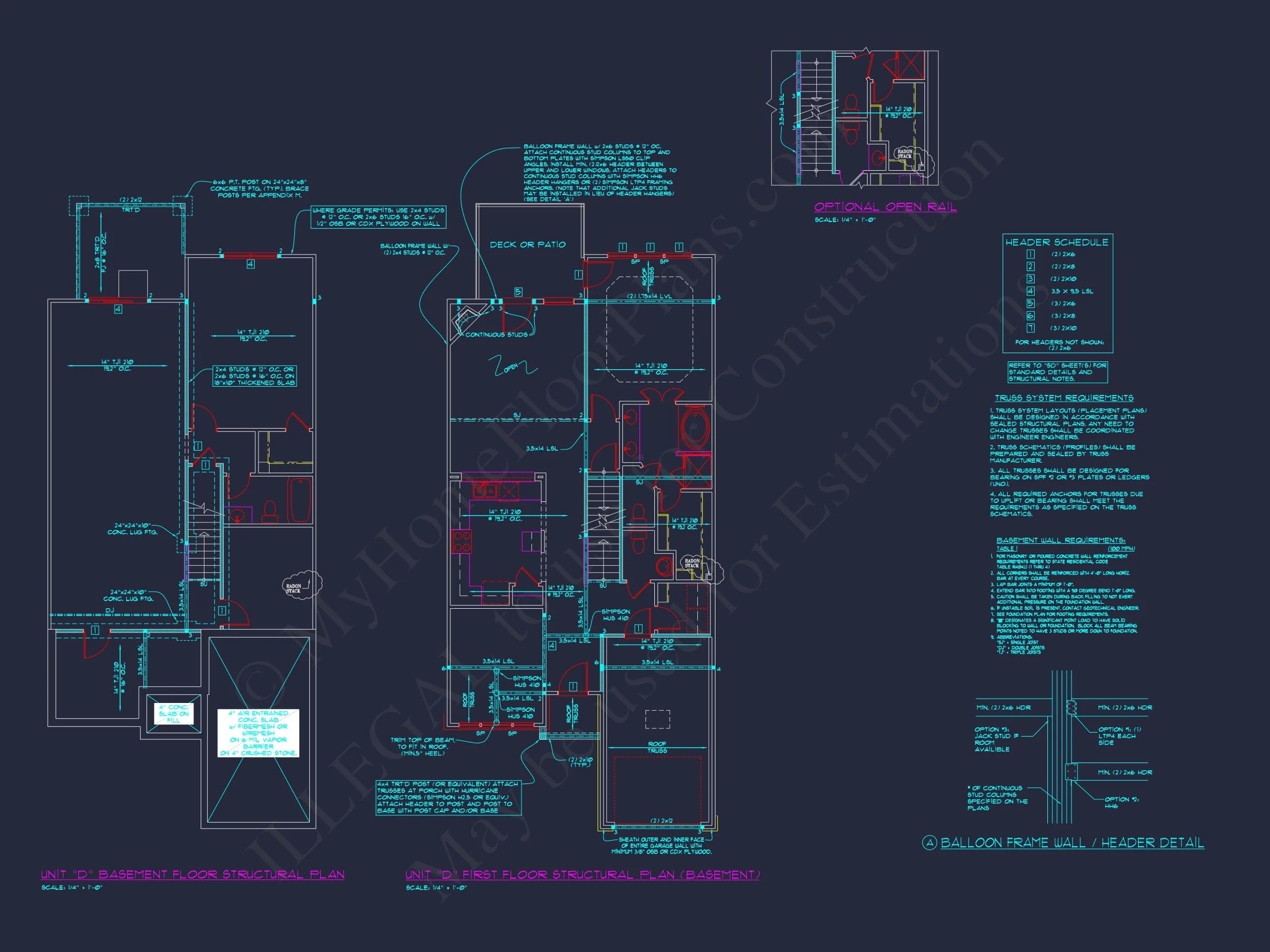 Stylish 2-Bedroom Townhome Floor Plan with CAD Blueprint Design