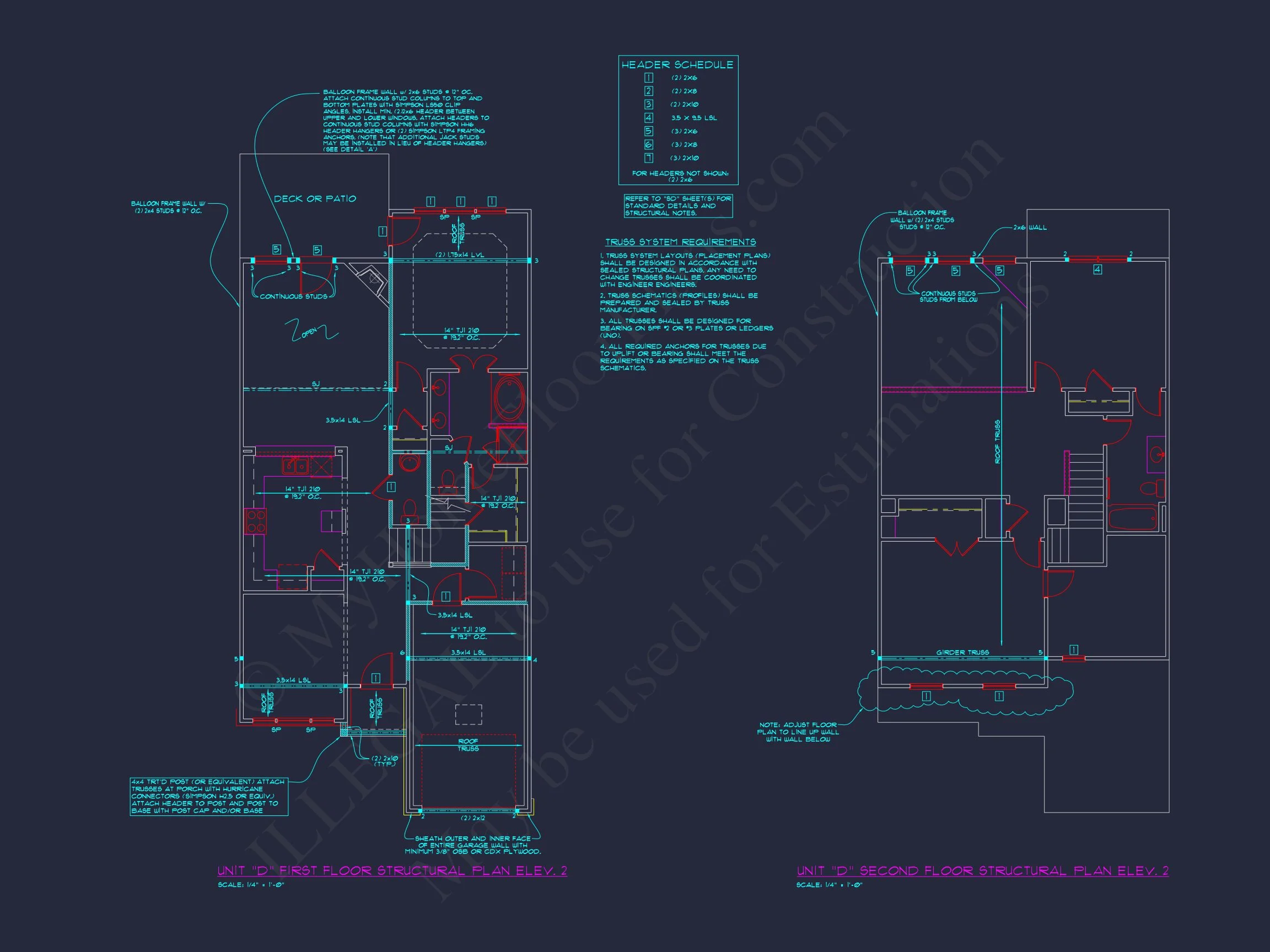 Stylish 2-Bedroom Townhome Floor Plan with CAD Blueprint Design