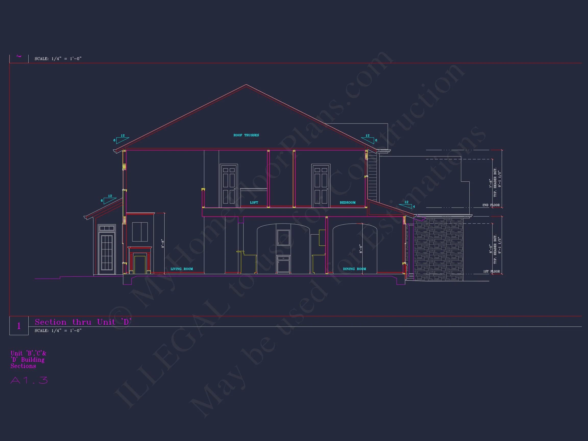 Stylish 2-Bedroom Townhome Floor Plan with CAD Blueprint Design