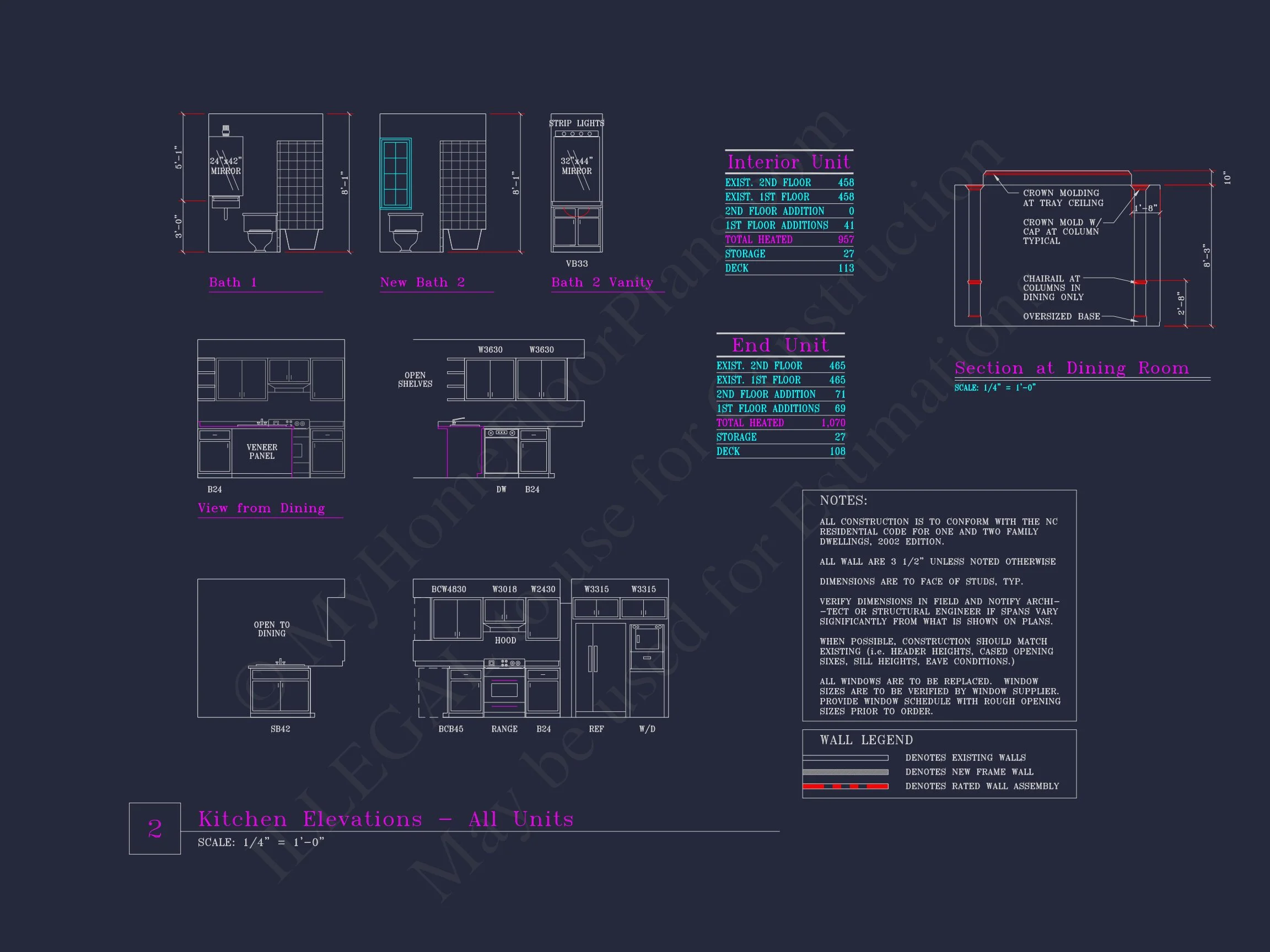 Stylish 2-Bedroom Townhome Floor Plan with CAD Blueprint Design