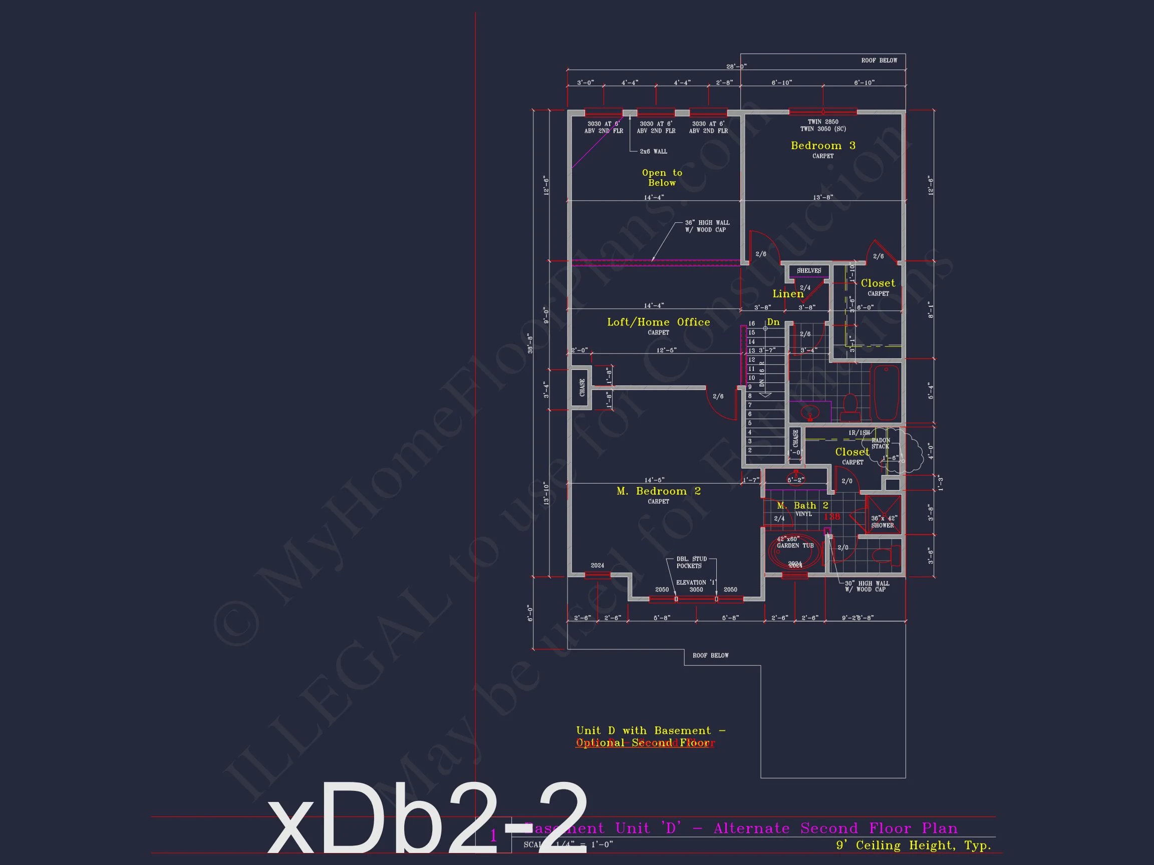Stylish 2-Bedroom Townhome Floor Plan with CAD Blueprint Design
