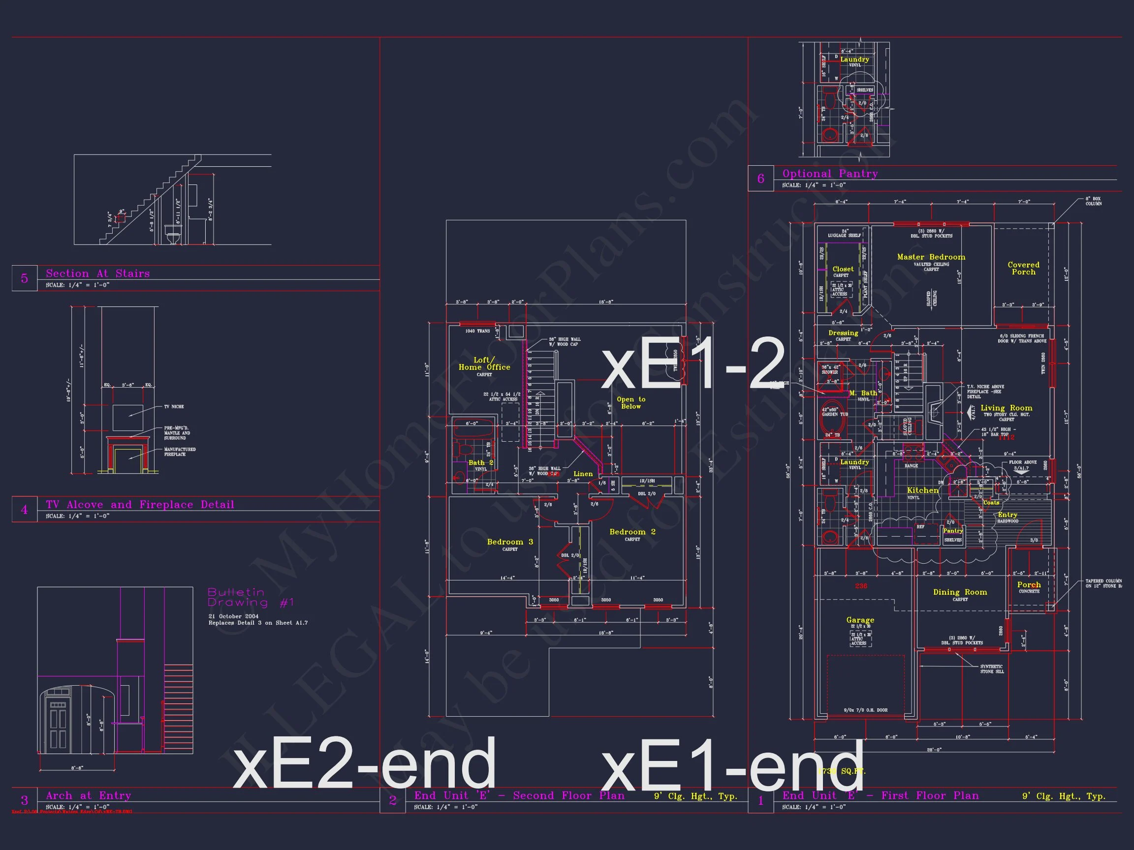 Stylish 2-Bedroom Townhome Floor Plan with CAD Blueprint Design