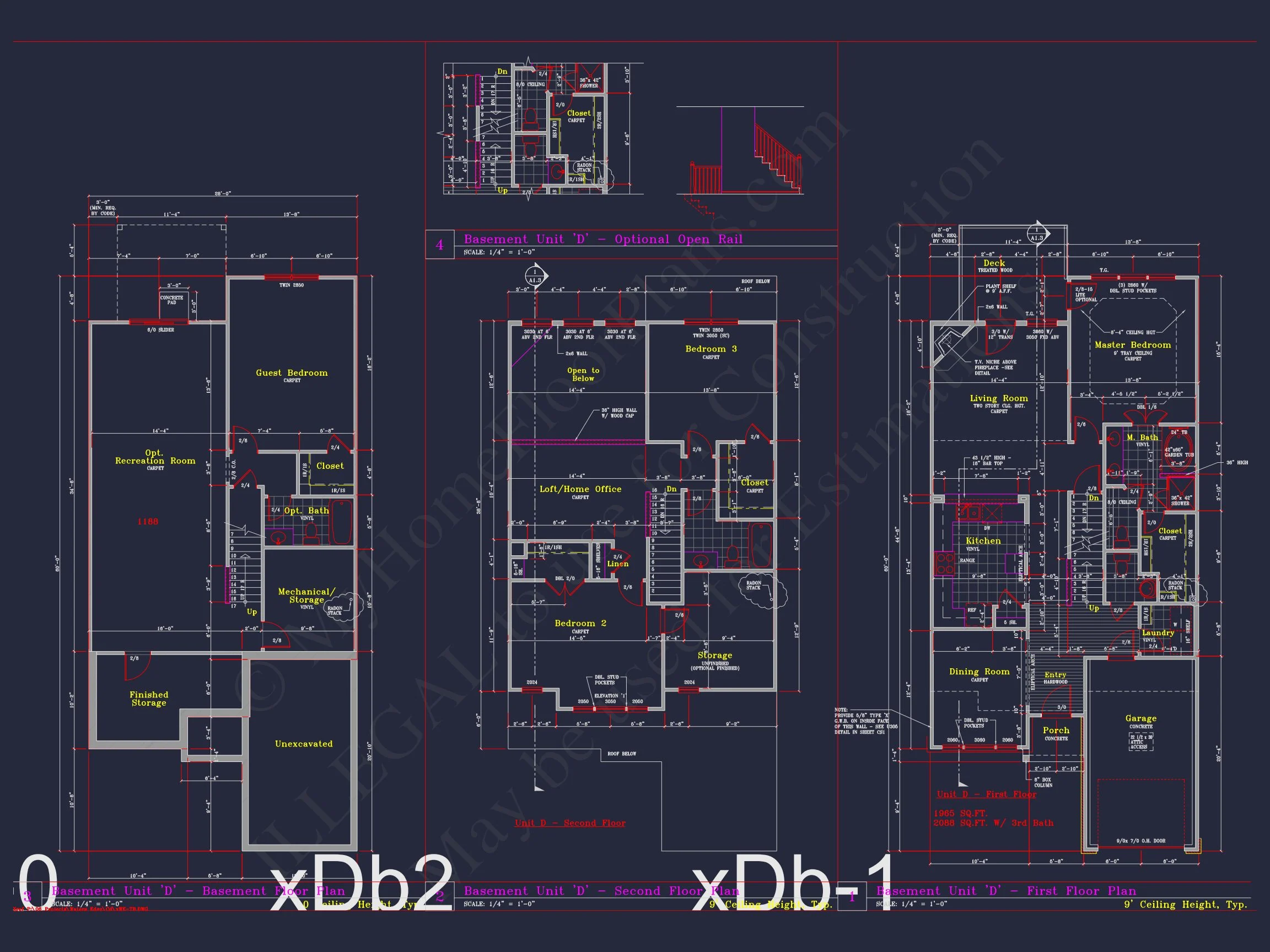 Stylish 2-Bedroom Townhome Floor Plan with CAD Blueprint Design