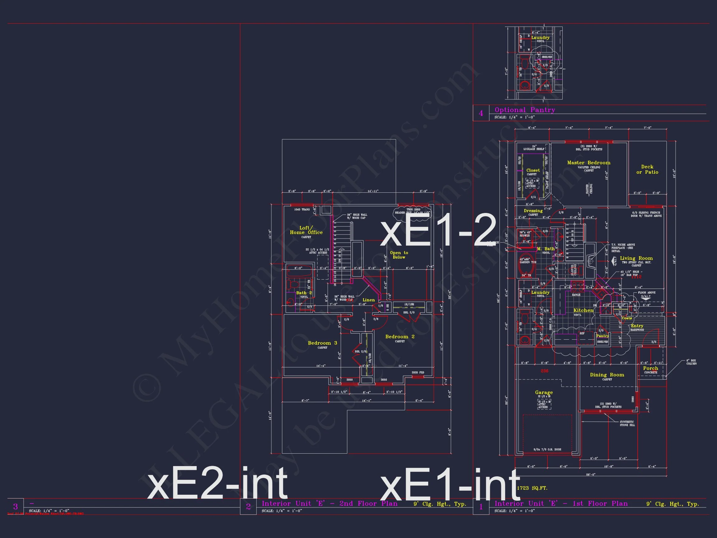 Stylish 2-Bedroom Townhome Floor Plan with CAD Blueprint Design