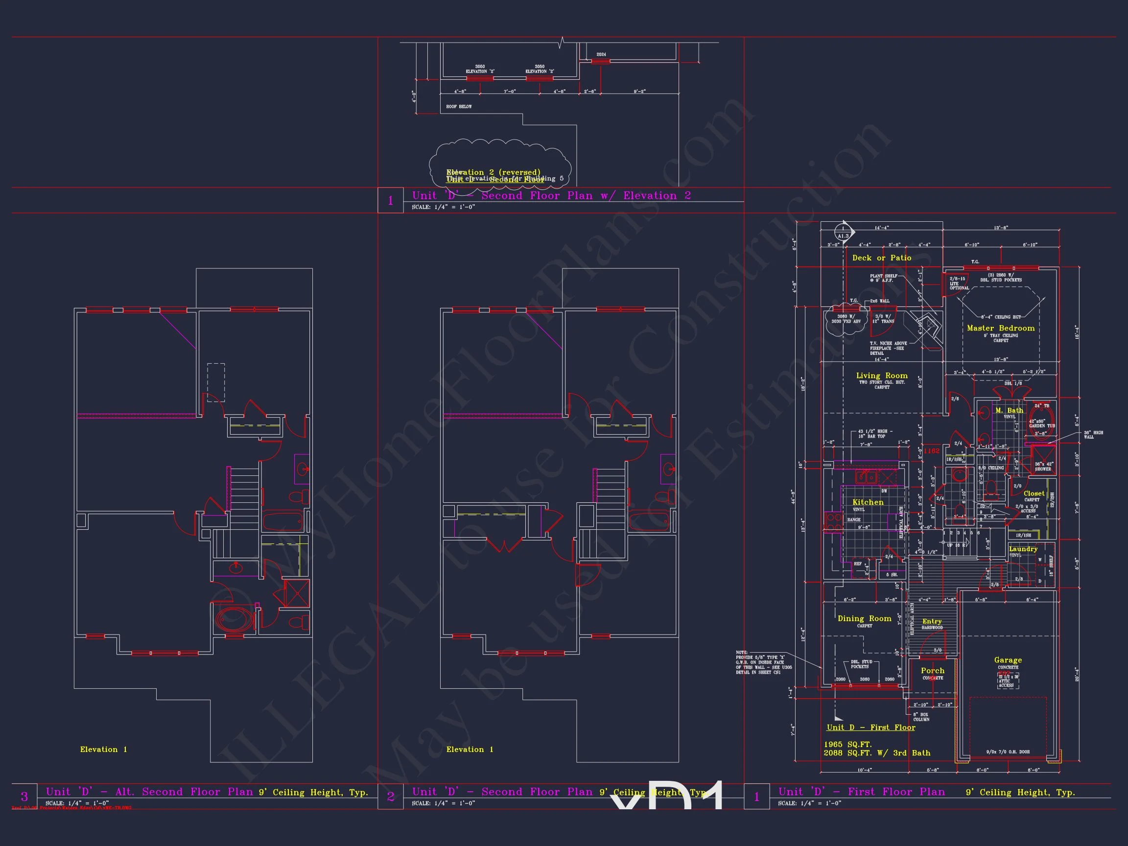 Stylish 2-Bedroom Townhome Floor Plan with CAD Blueprint Design