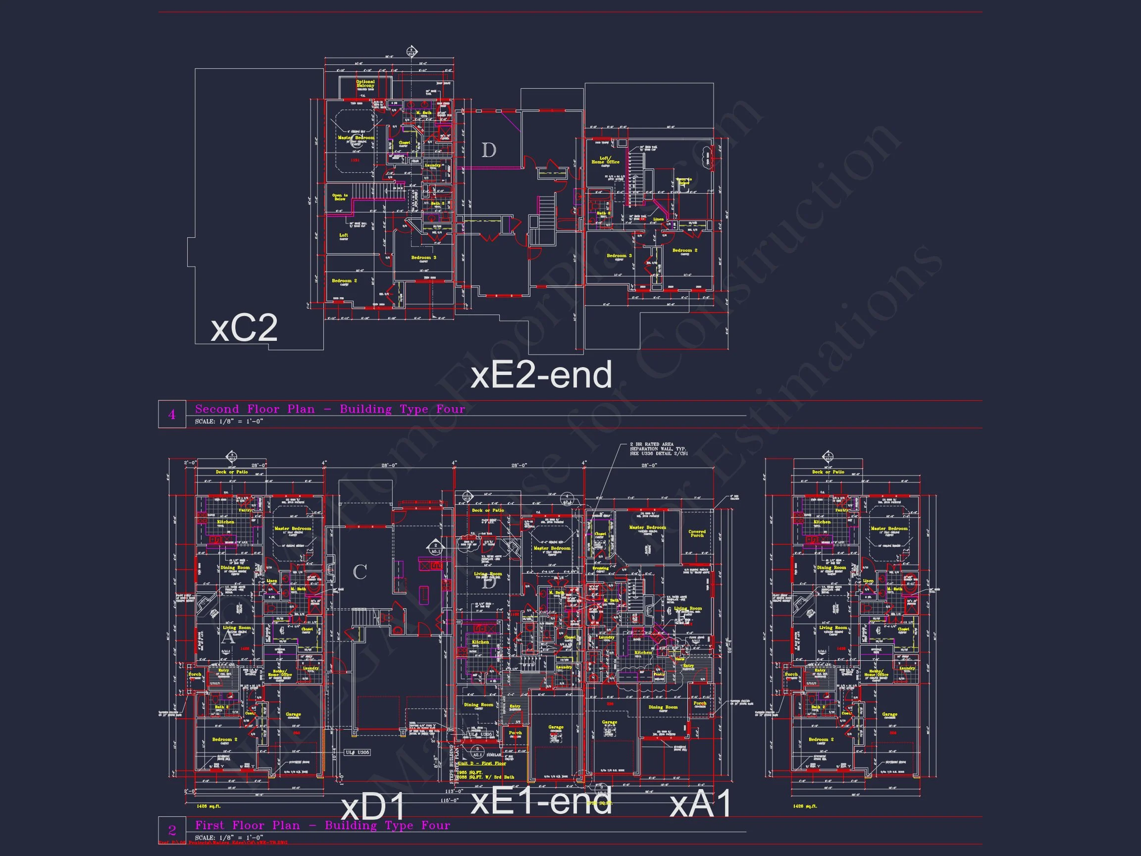 Stylish 2-Bedroom Townhome Floor Plan with CAD Blueprint Design
